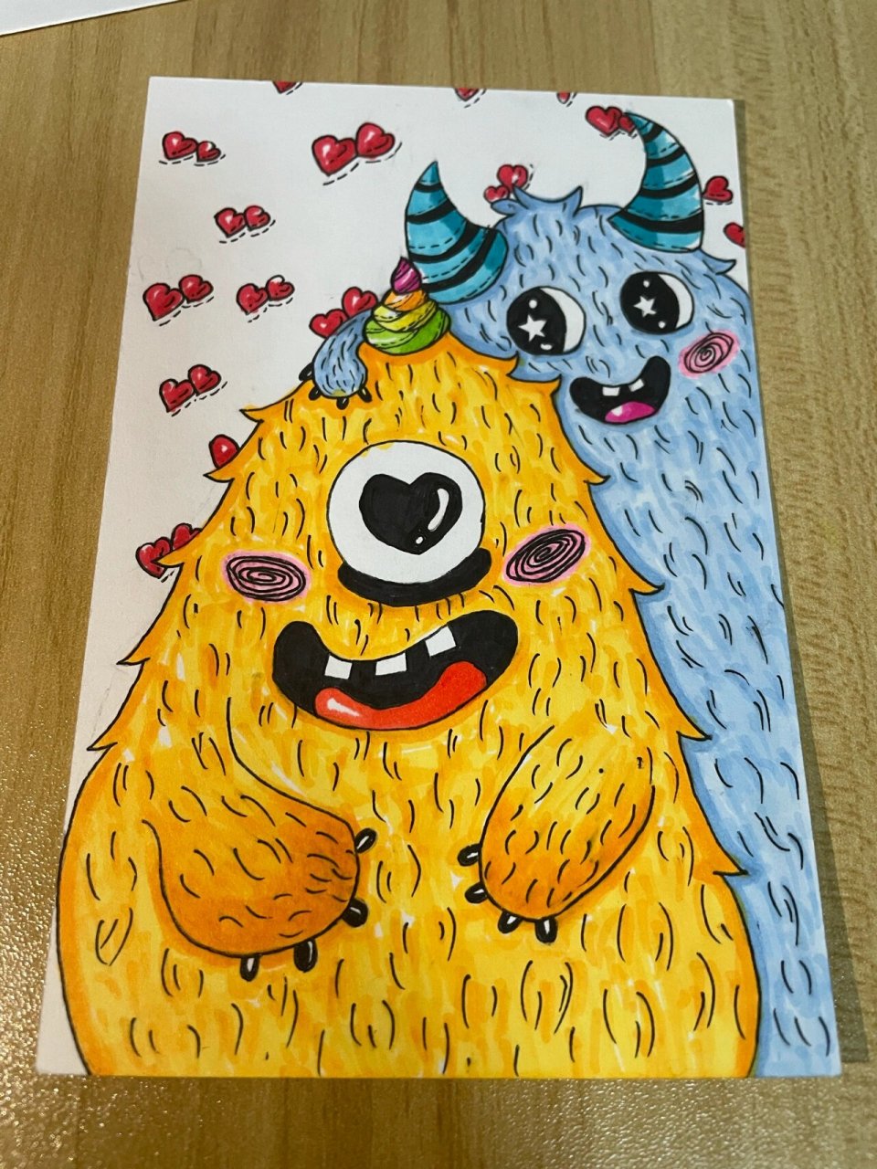 马克笔绘画96/毛绒绒的小怪兽06/儿童简笔画 新手上路的第二幅画