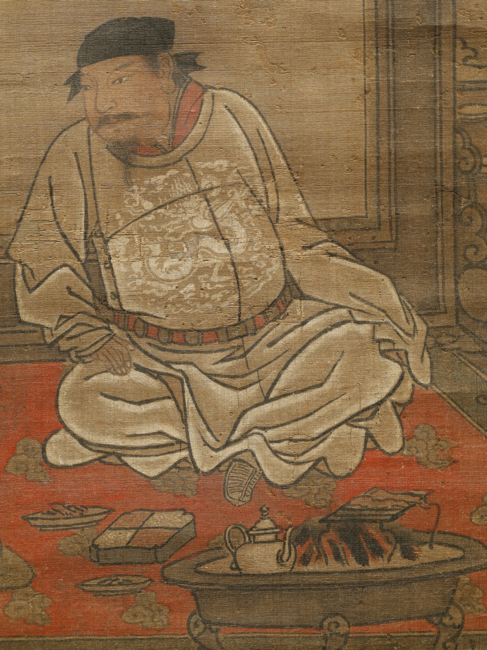 雪夜访普图|明代宫廷画 《雪夜访普图》是明代画家刘俊创作的绢本淡