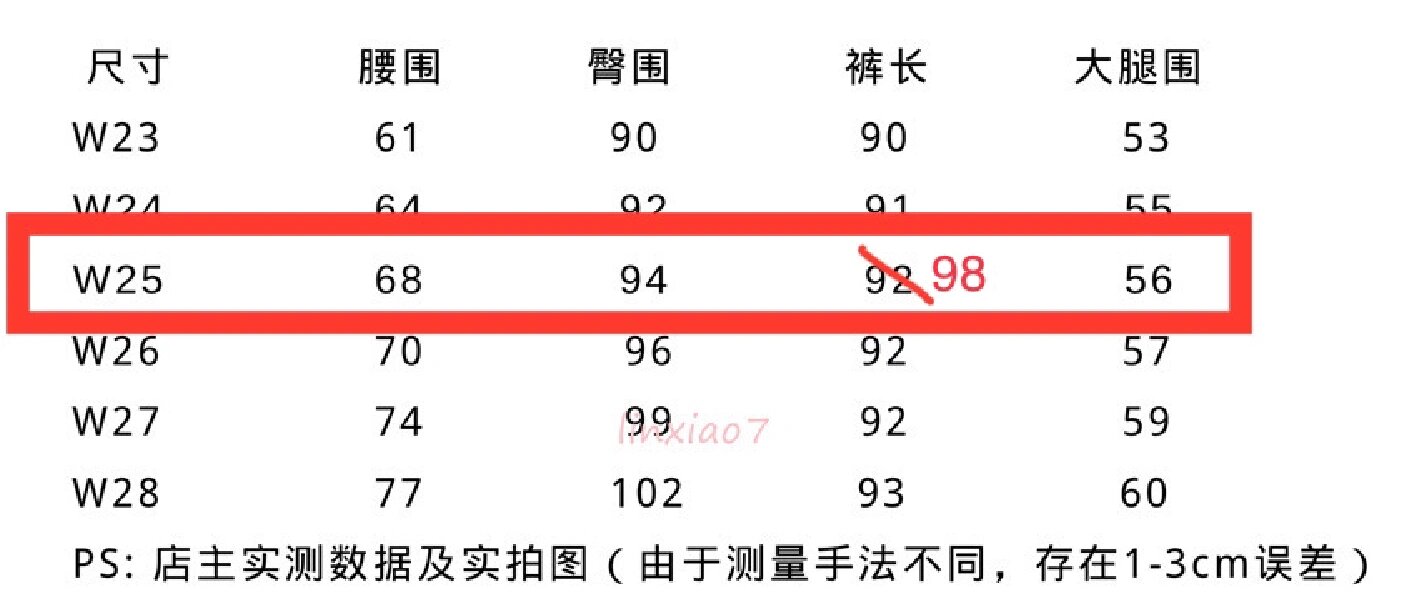 李维斯501牛仔裤尺码表图片