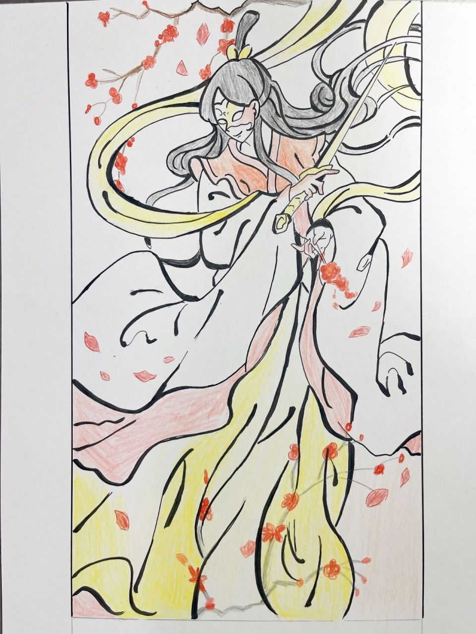 太子悦神图手绘过程 彩铅完成,色号在笔上,花城版悦神图花花真有才