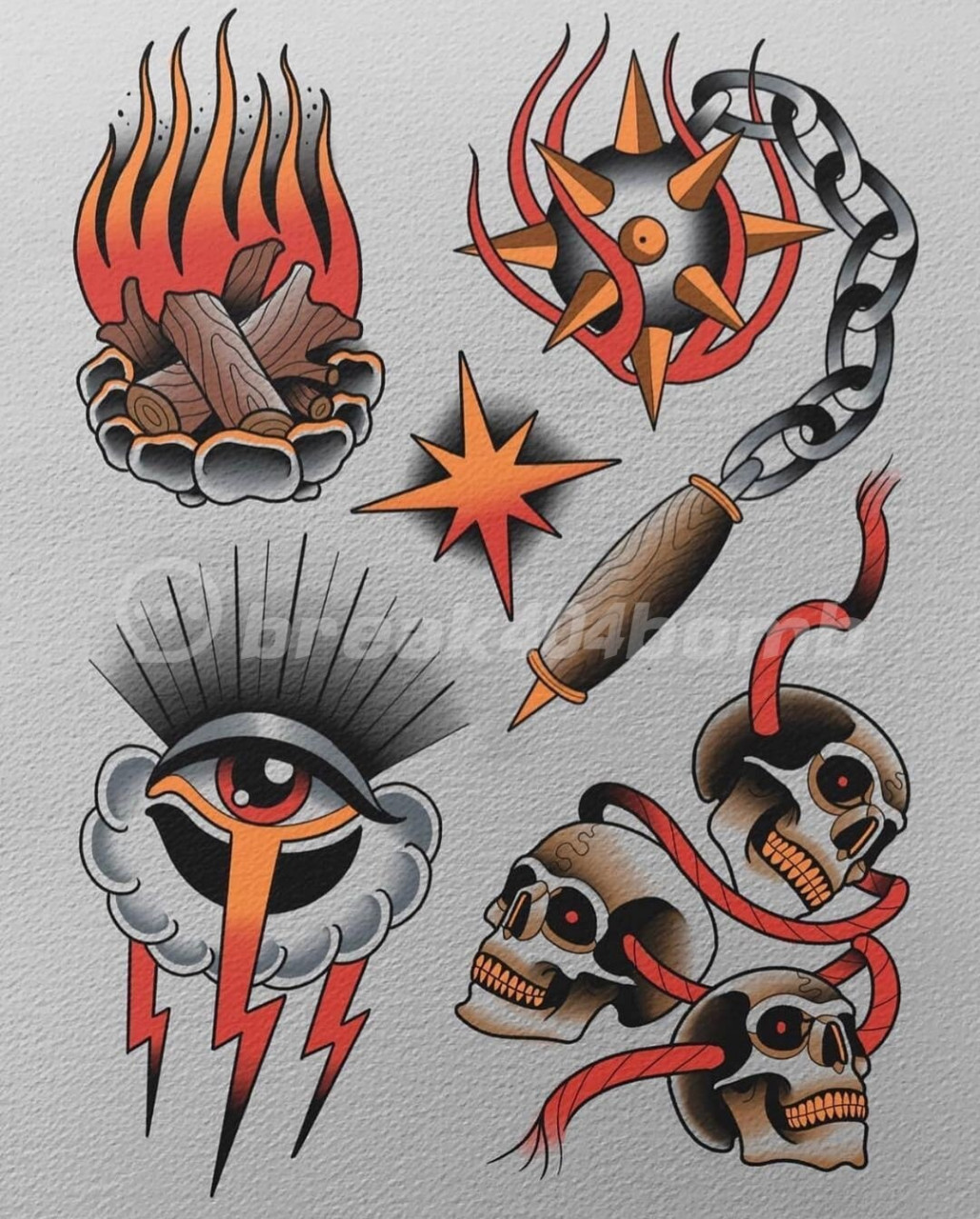 old school纹身手稿丨杭州纹身 彩色纹身手稿oldschool纹身 #纹身