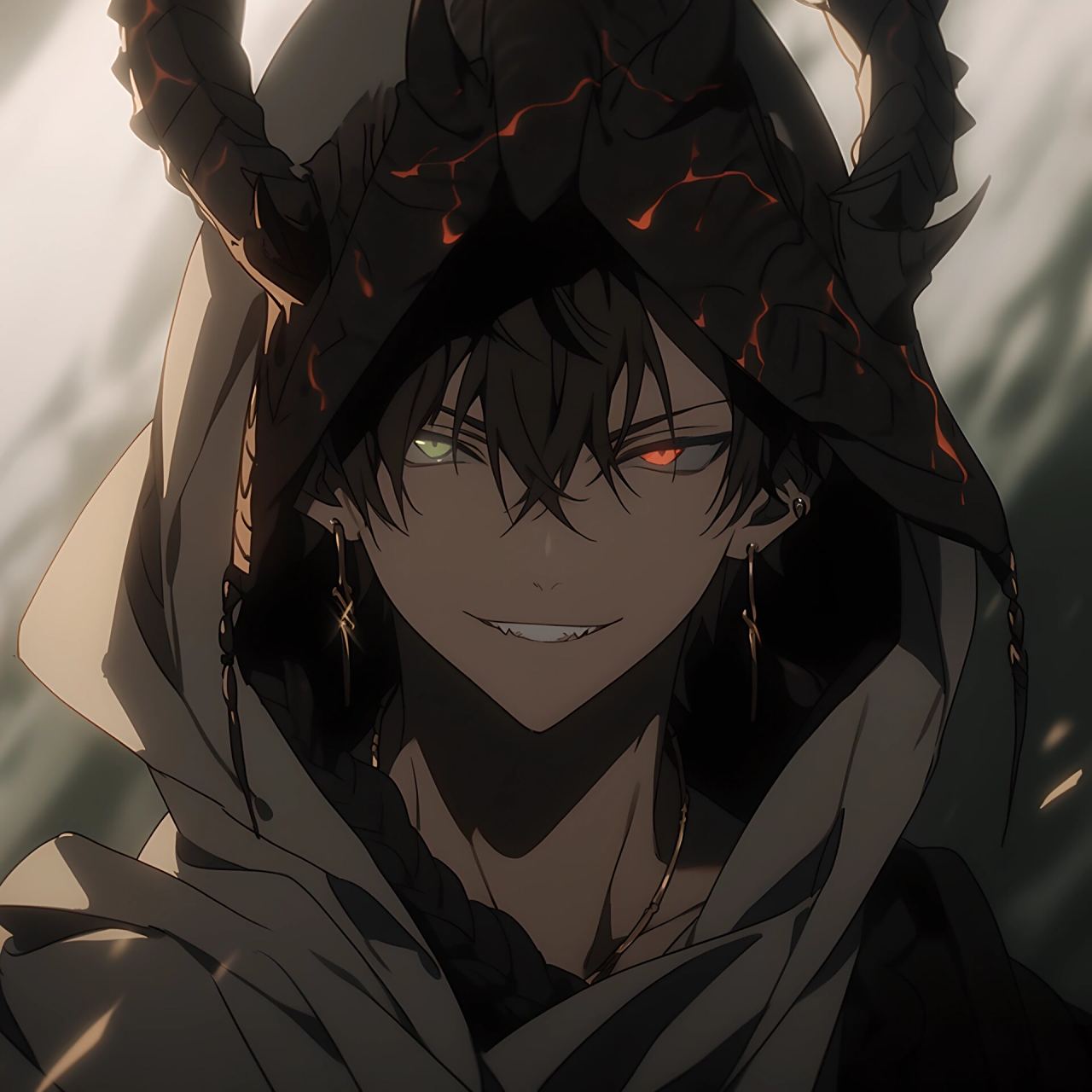 动漫头像|龙族末裔 龙角和恶魔微笑真的很配.