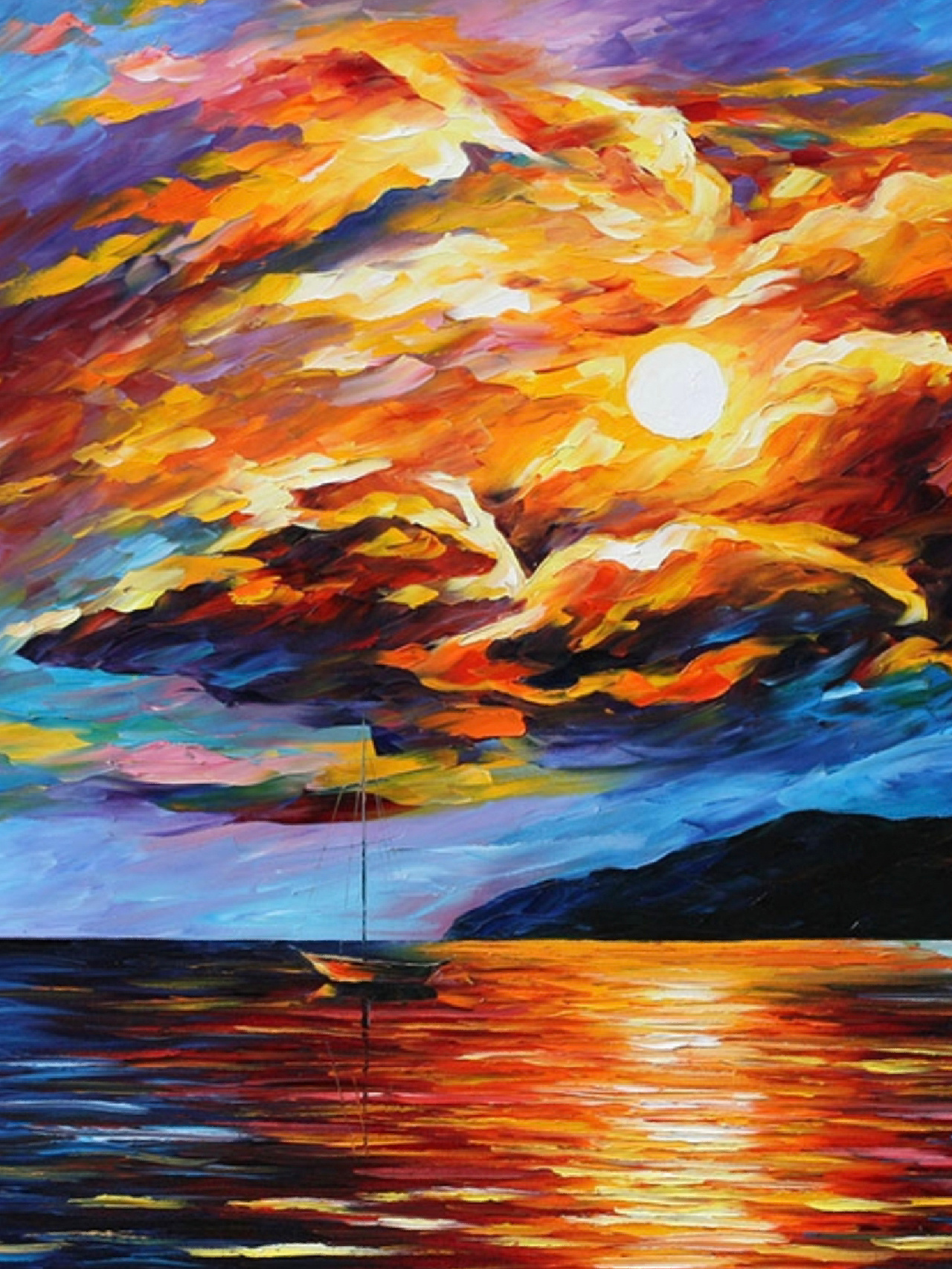 丰富的色彩搭配,韵律柔美的光线,似雨又似叶的线条笔触,让每一幅作品