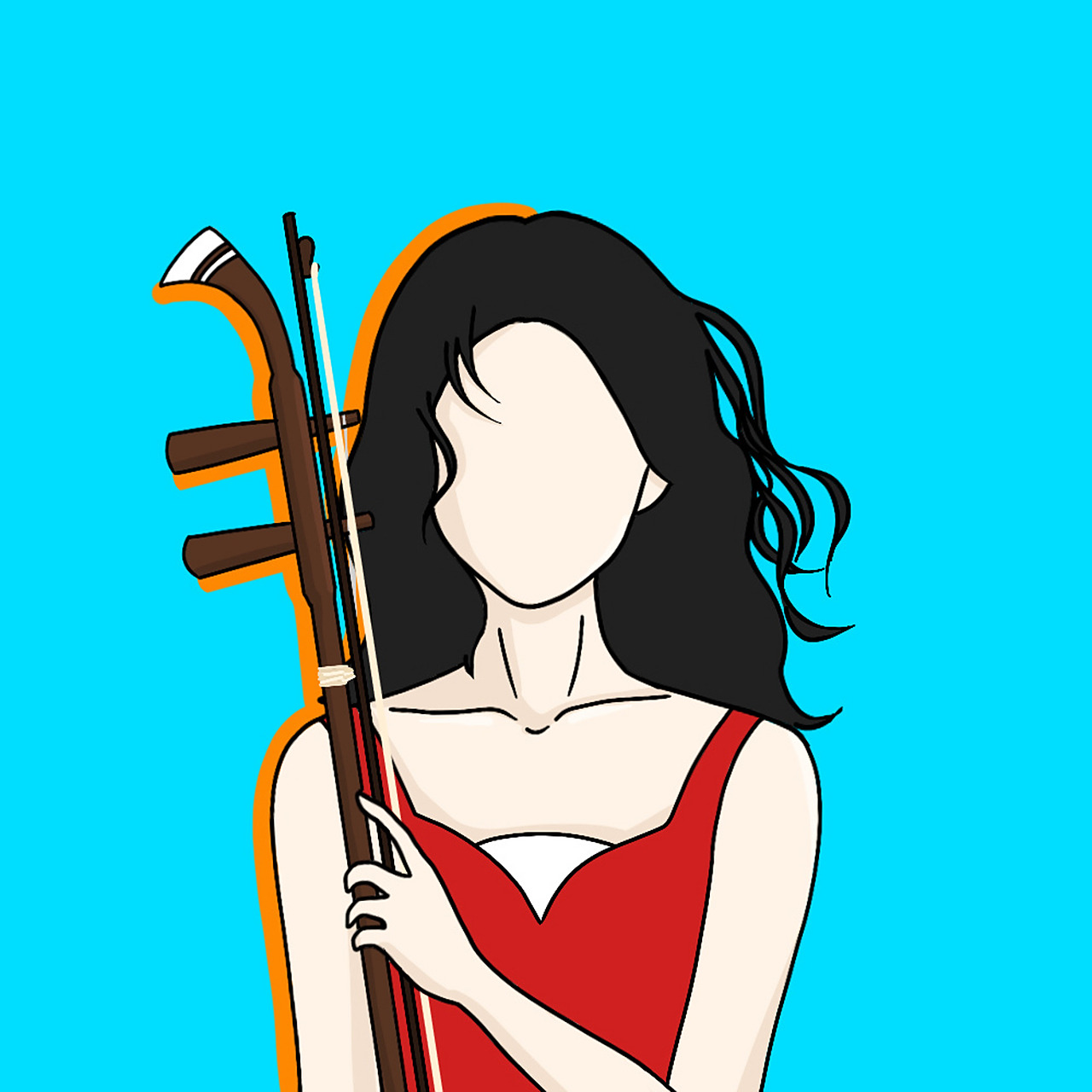 民乐系列|二胡女生头像 随意挑了点颜色,请勿盗图