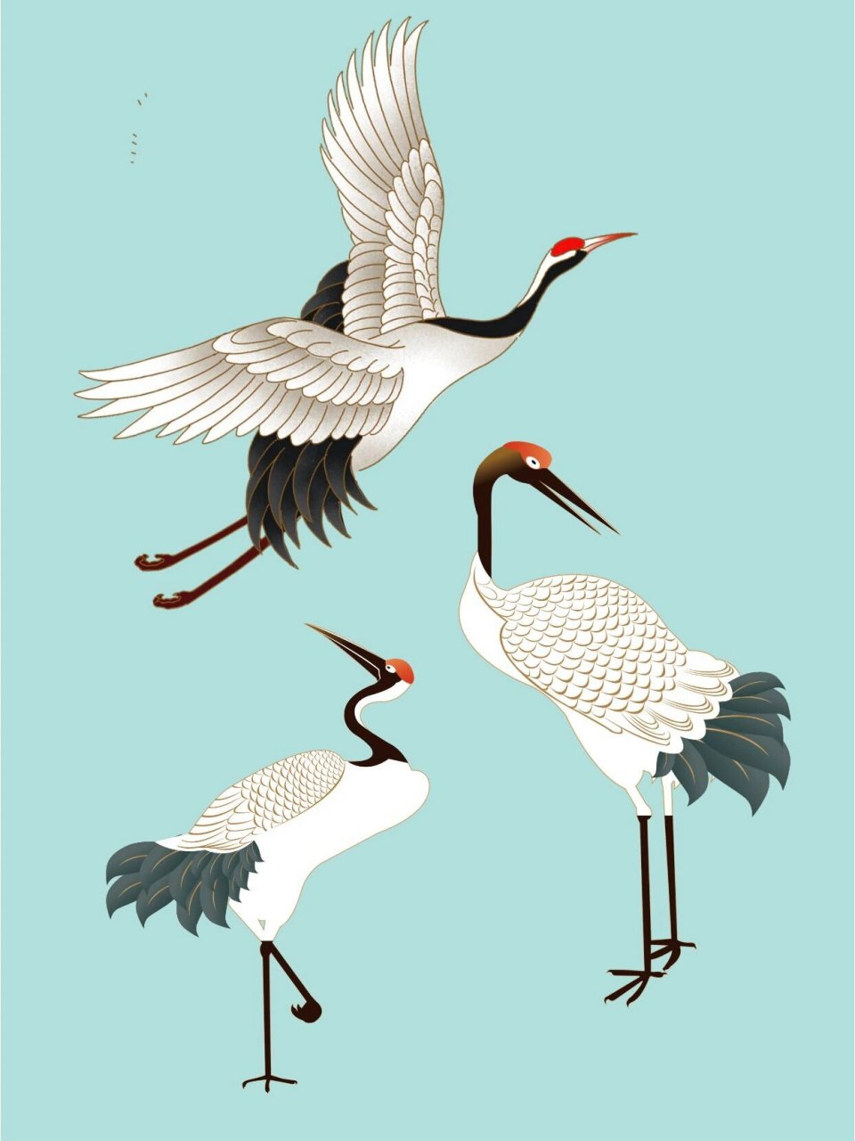 国风免抠|仙鹤逢重阳~岁岁皆平安png素材 国风仙鹤元素|水墨仙鹤元素