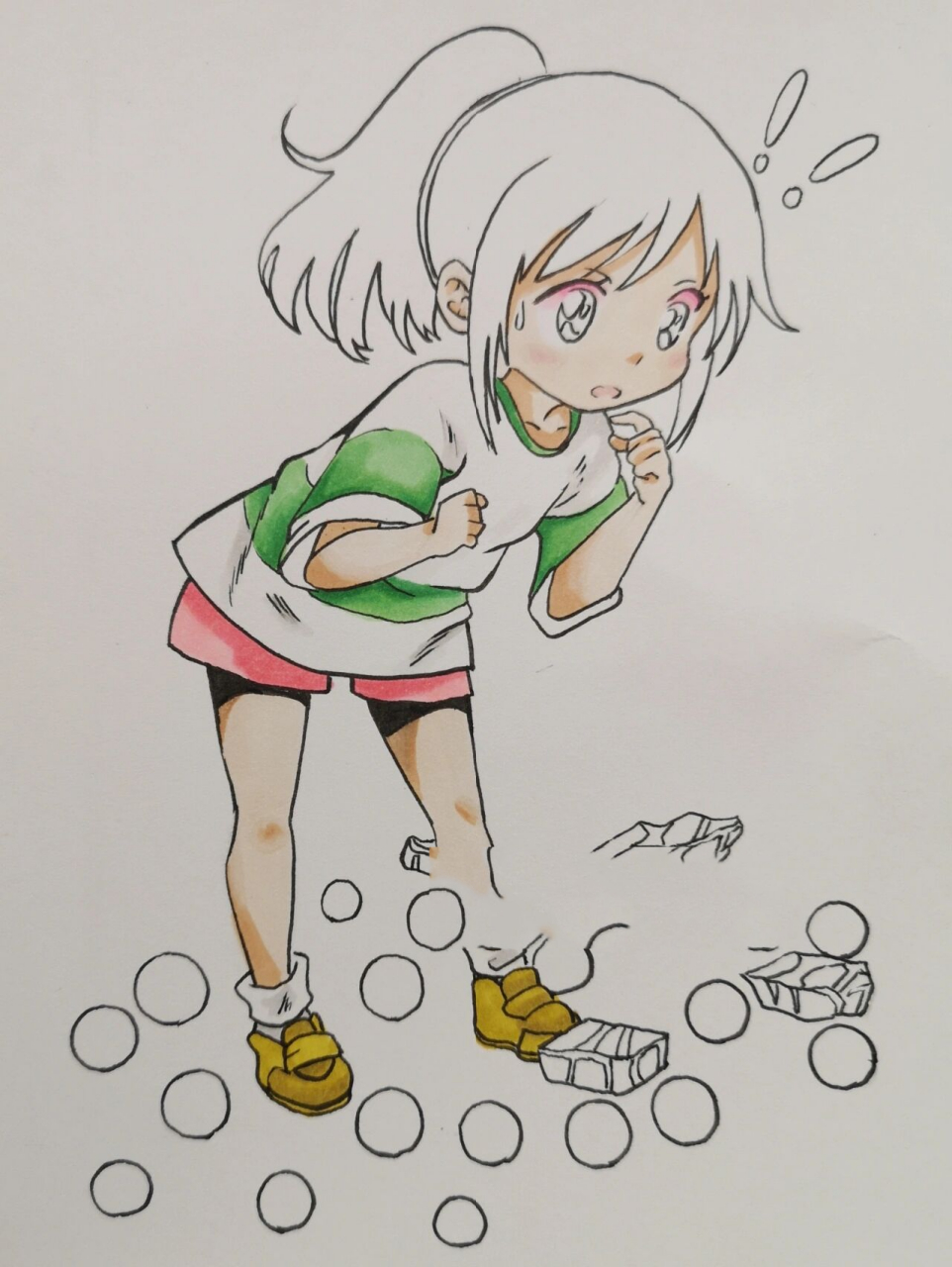 千与千寻 动漫人物马克笔手绘教程 宫崎骏 用格子来定位 人物动态可以