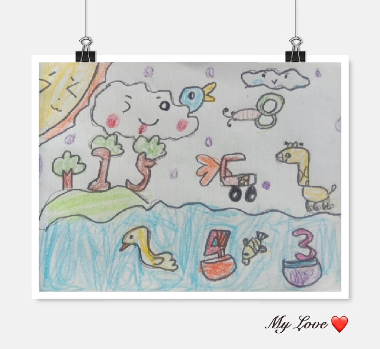 湘美版一年级美术作品《数字变变变》 图一动物园的数字动物 图二草地