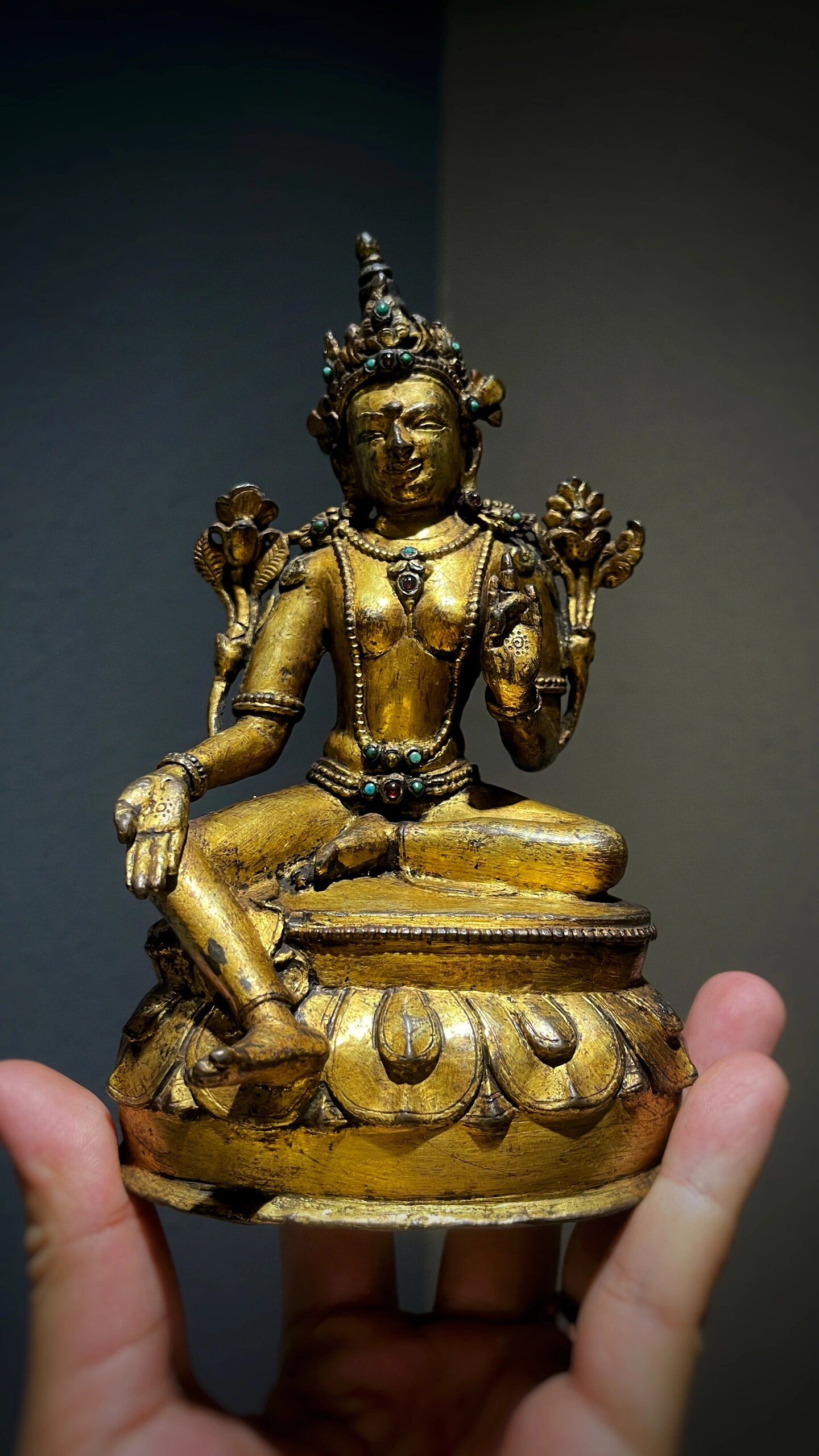 藏传绿度母造像,佛像,原状态的一尊