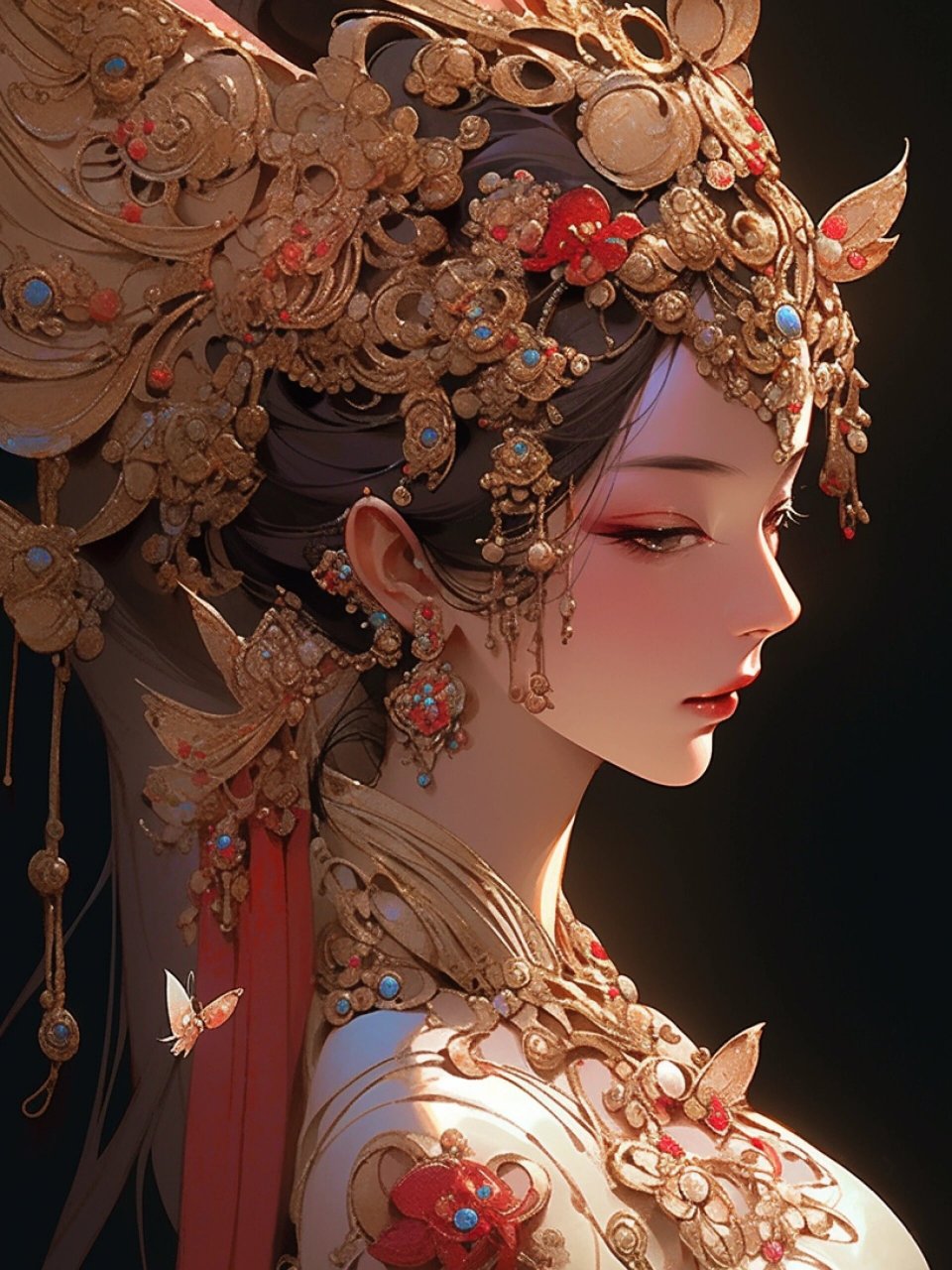 国风 | 凤冠 div,精致华丽的美(含咒语) 咒语:full body of a