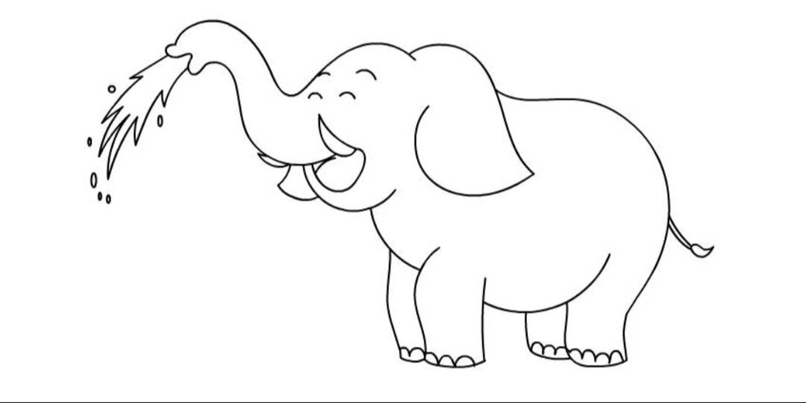 会喷水的大象简笔画 长长鼻子像水管93 吸水喷水超简单97 大象
