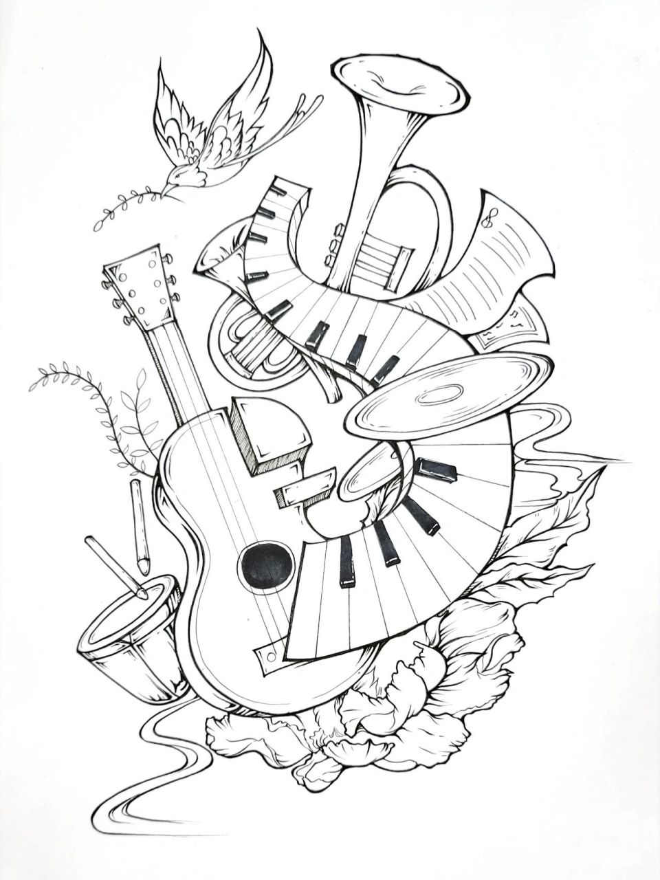 音乐主题素材线稿