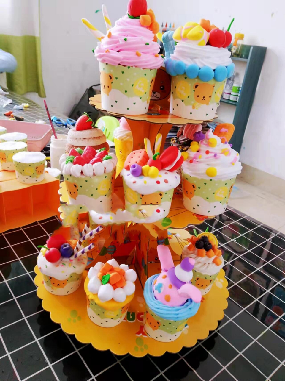 儿童手工橡皮泥纸杯蛋糕90,好吃爆了!