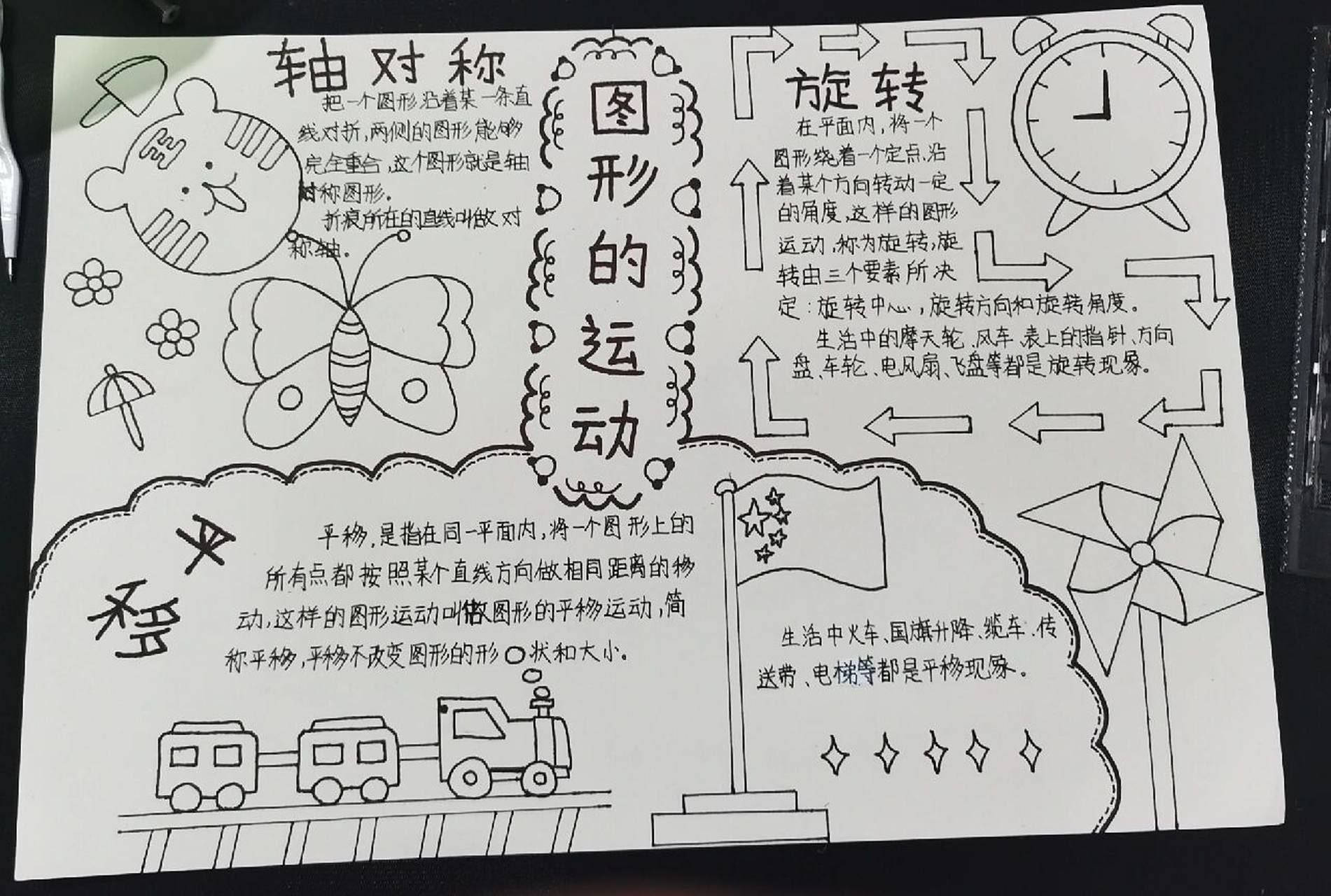 旋转平移轴对称手抄报