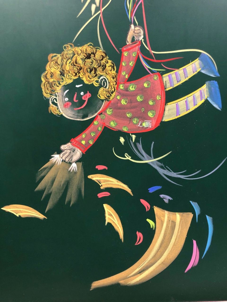 粉笔画一黑板报插图(附教程)        今天简单画的个可爱的小朋友