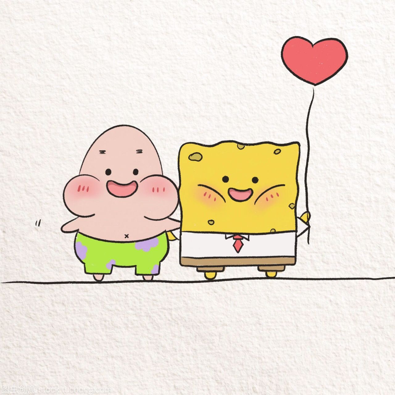 超可爱简笔画:海绵宝宝和派大星 超可爱海绵宝宝头像 海绵宝宝:派大星