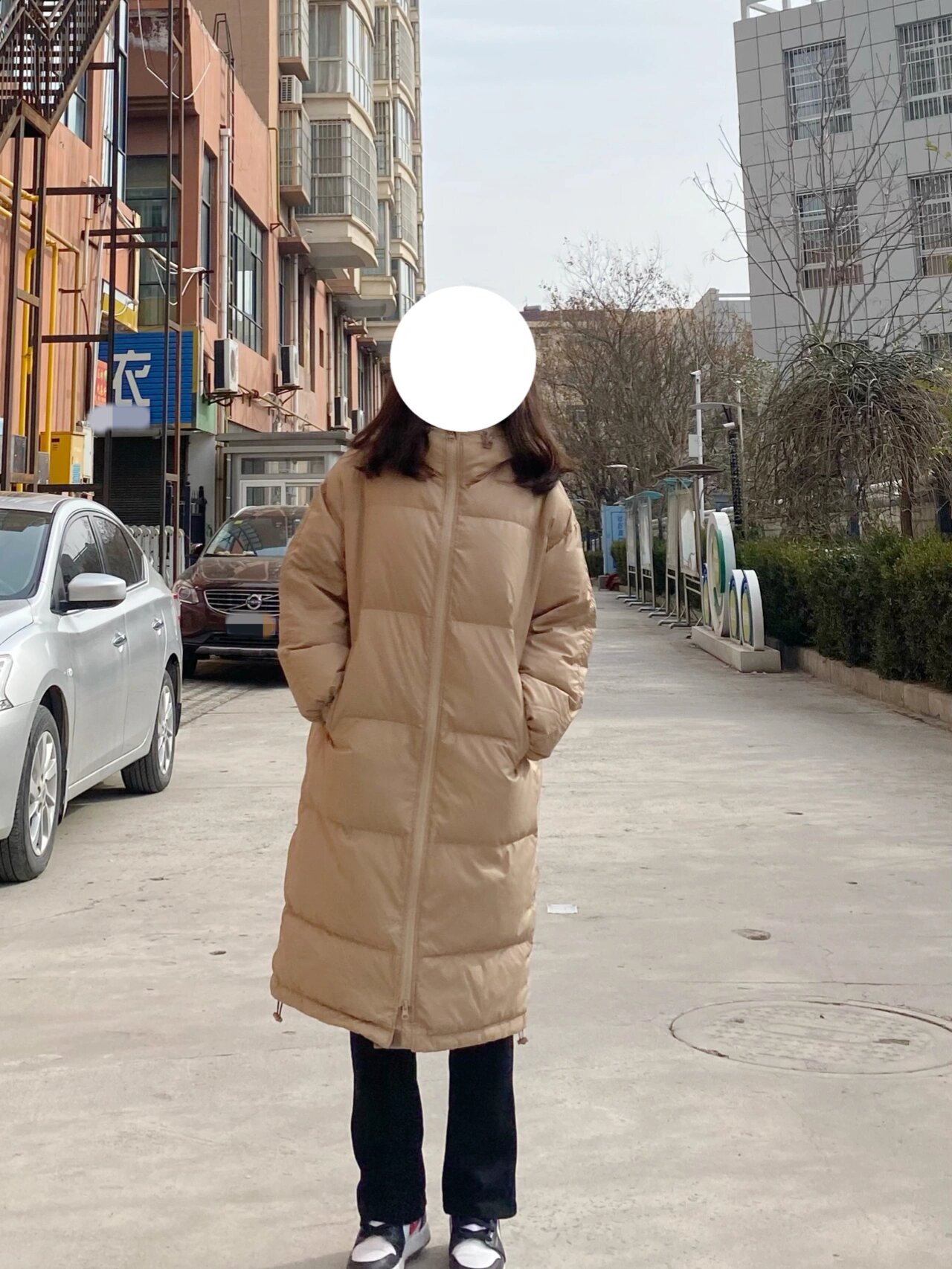 小个子也能穿长款!浅卡其色羽绒服