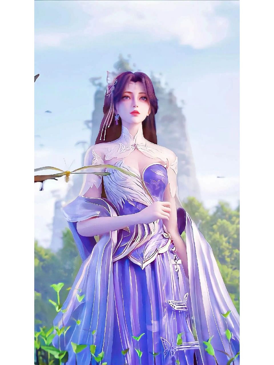 完美世界云曦:一袭紫衣临风而飘,太美了