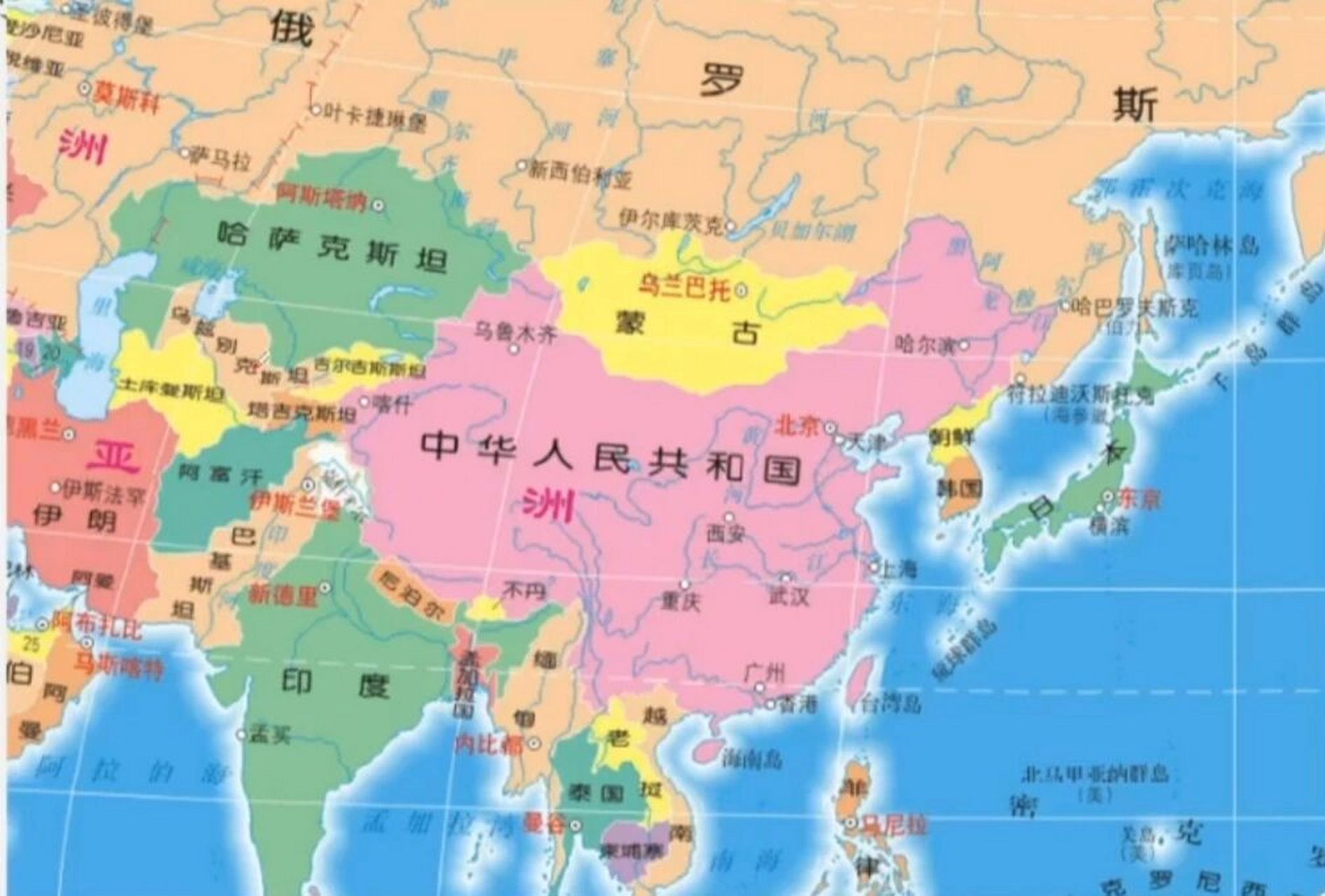 中国相邻国家地图图片