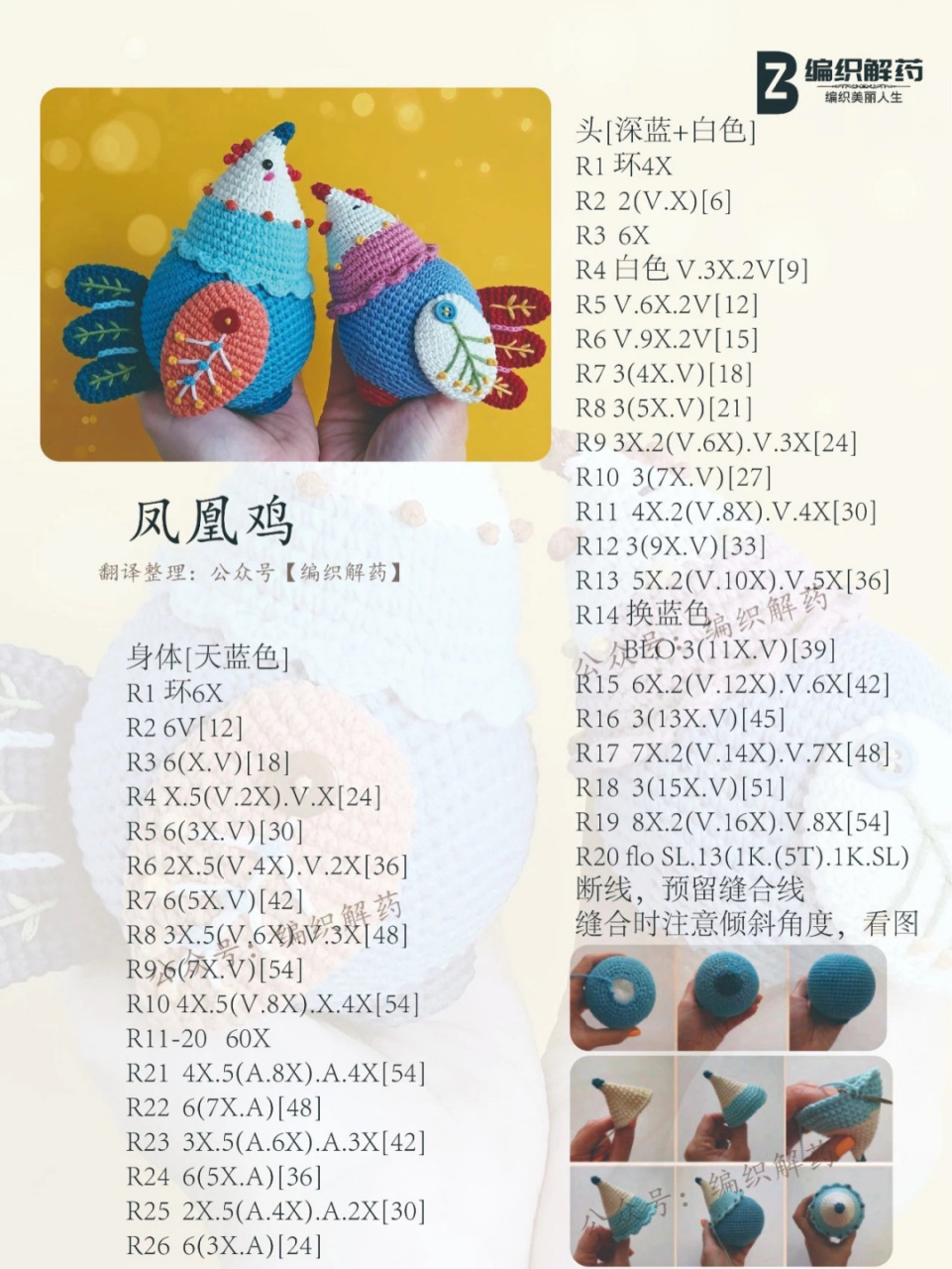 钩针图解|凤凰鸡 #手工钩针编织