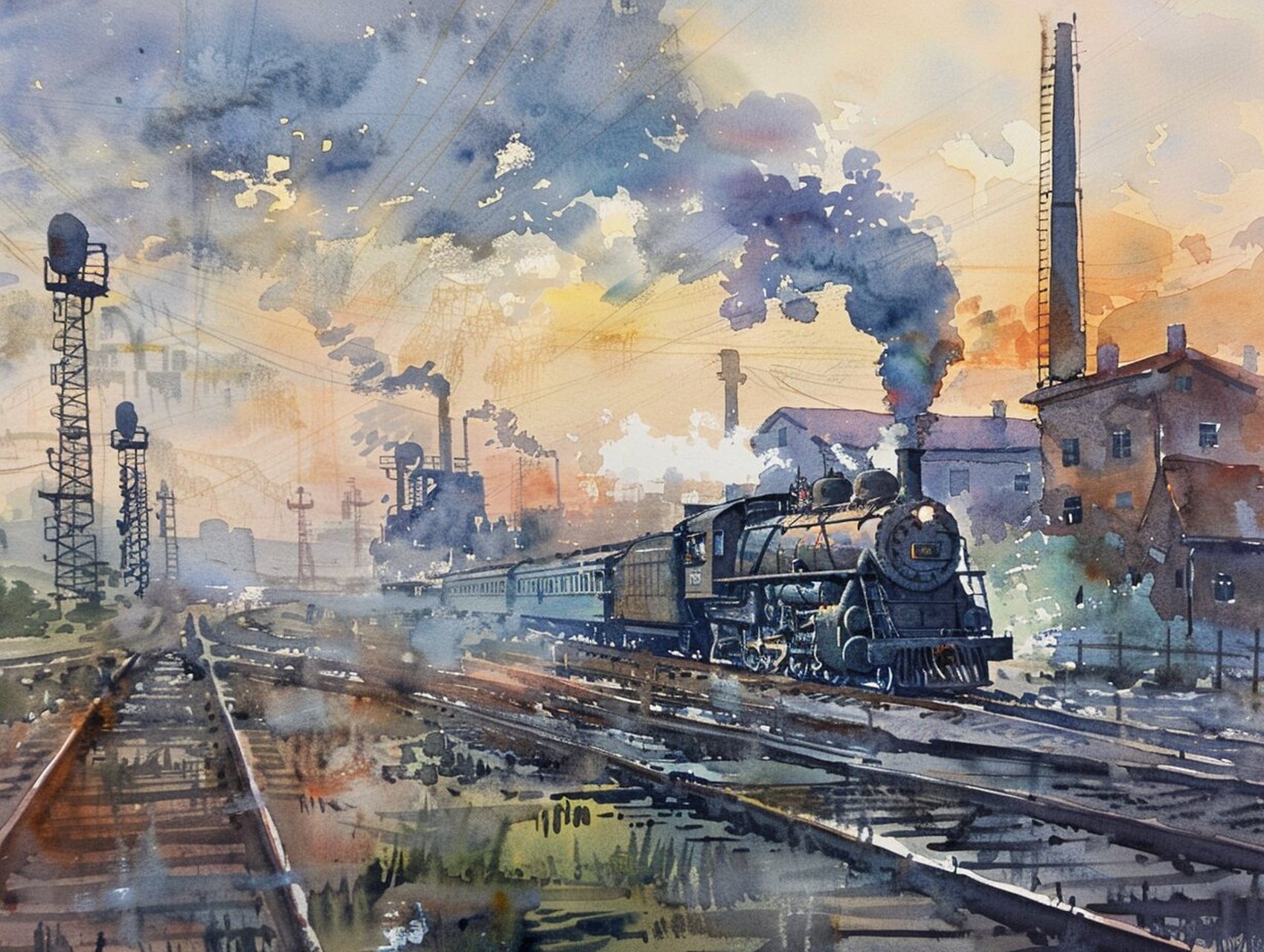 水彩|钢铁厂场景