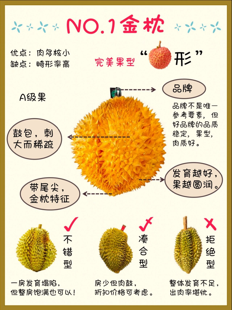 5张图学会泰国榴莲的辨别,挑选和判熟 这里只针对泰国榴莲品种, 图文