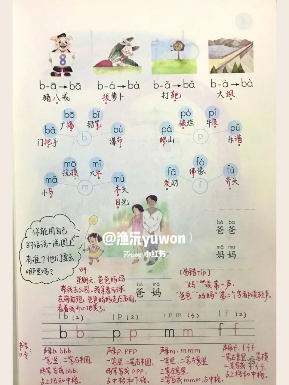 一(上)《bpmf》备课笔记94 板书设计 #小学语文备课# #小学语文板书