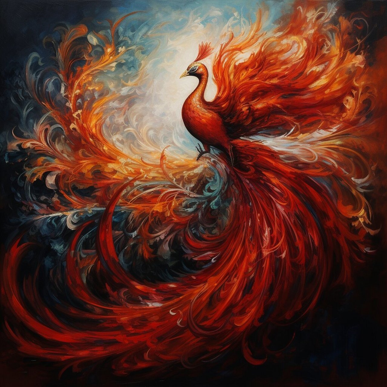 神兽·朱雀 再一次画朱雀依旧这么美丽.