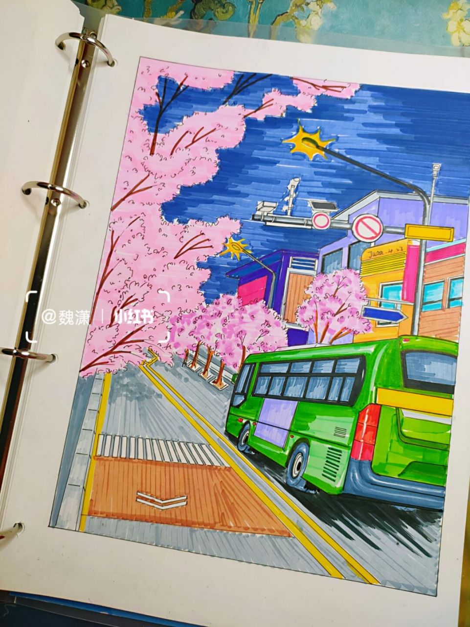 马克笔画# #风景画# #马克笔风景画# #马克笔上色# #马