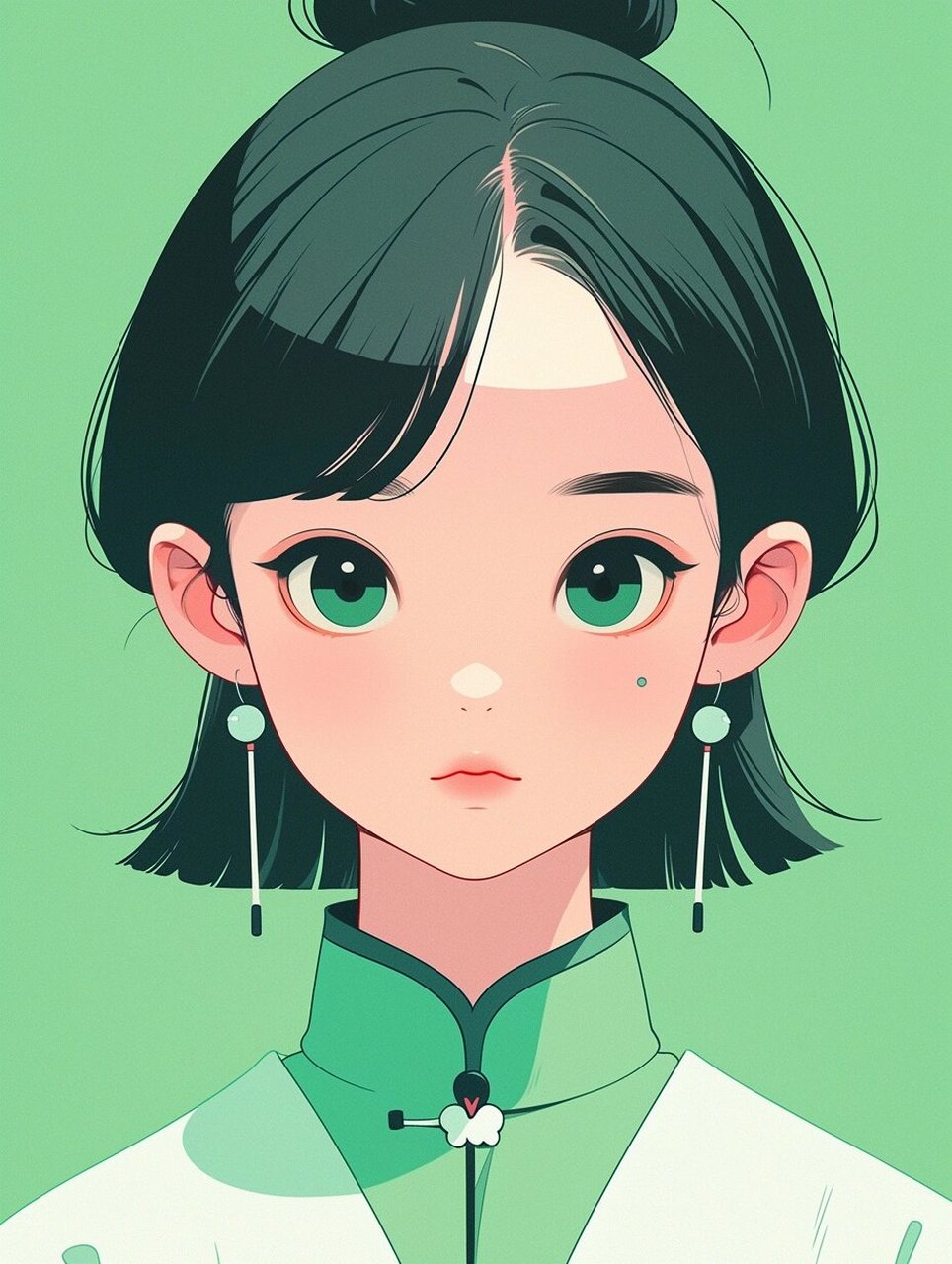 插画设计|温婉国风女生头像 重要关键词:国风,正脸,对称 用default