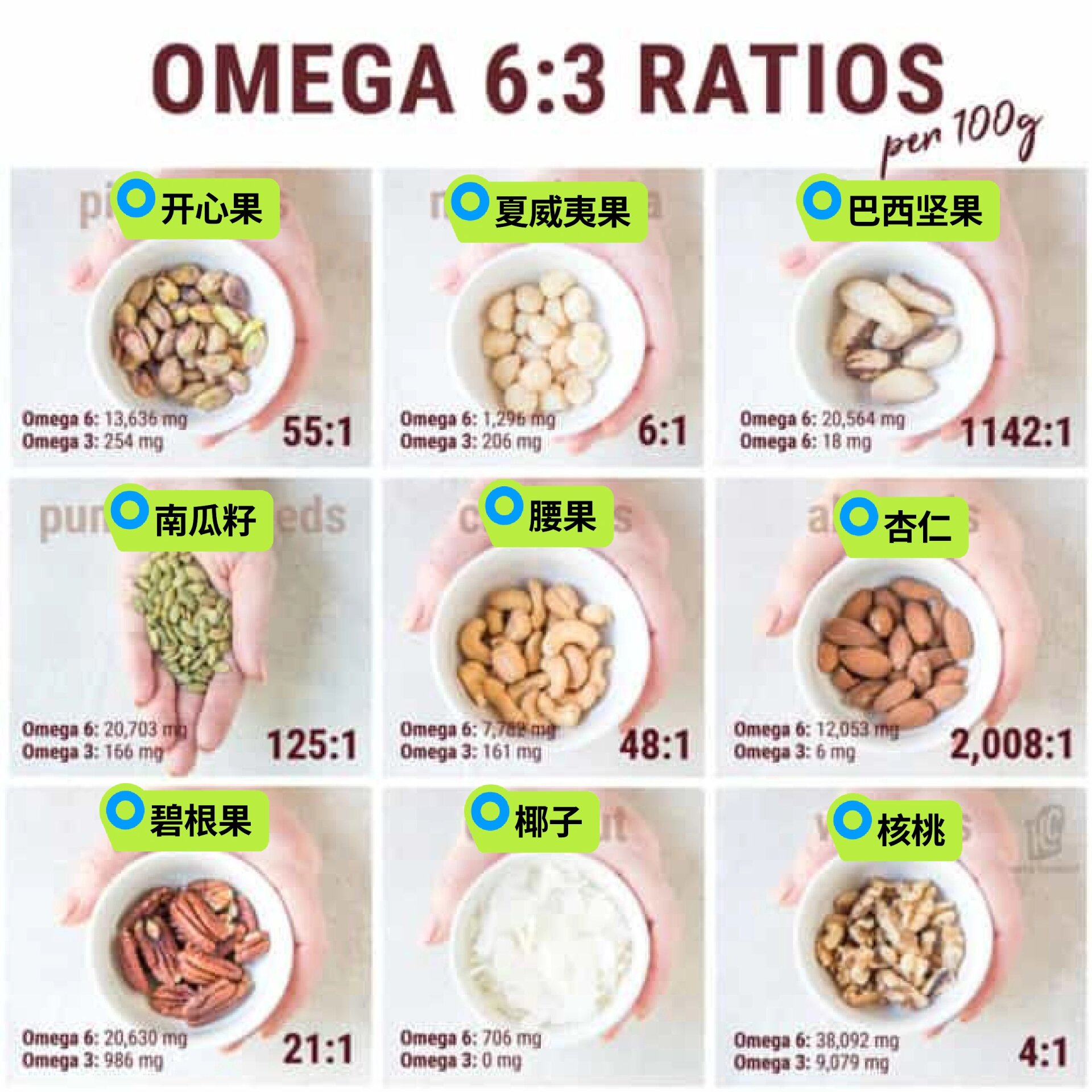 欧米伽6食物含量表图片