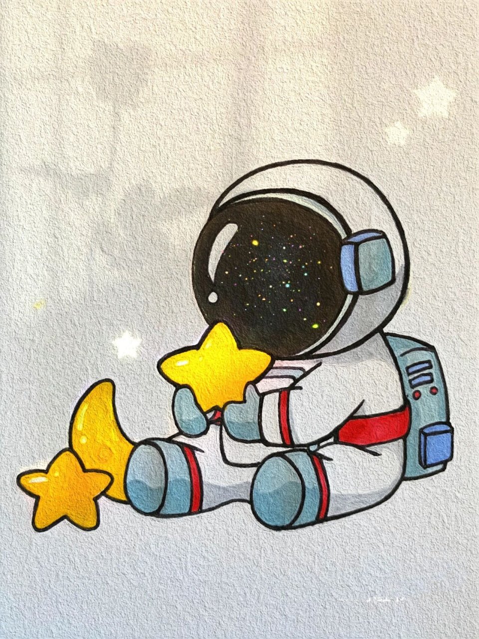 简笔画·插画-宇航员        宇航员简笔画绘画过程来啦