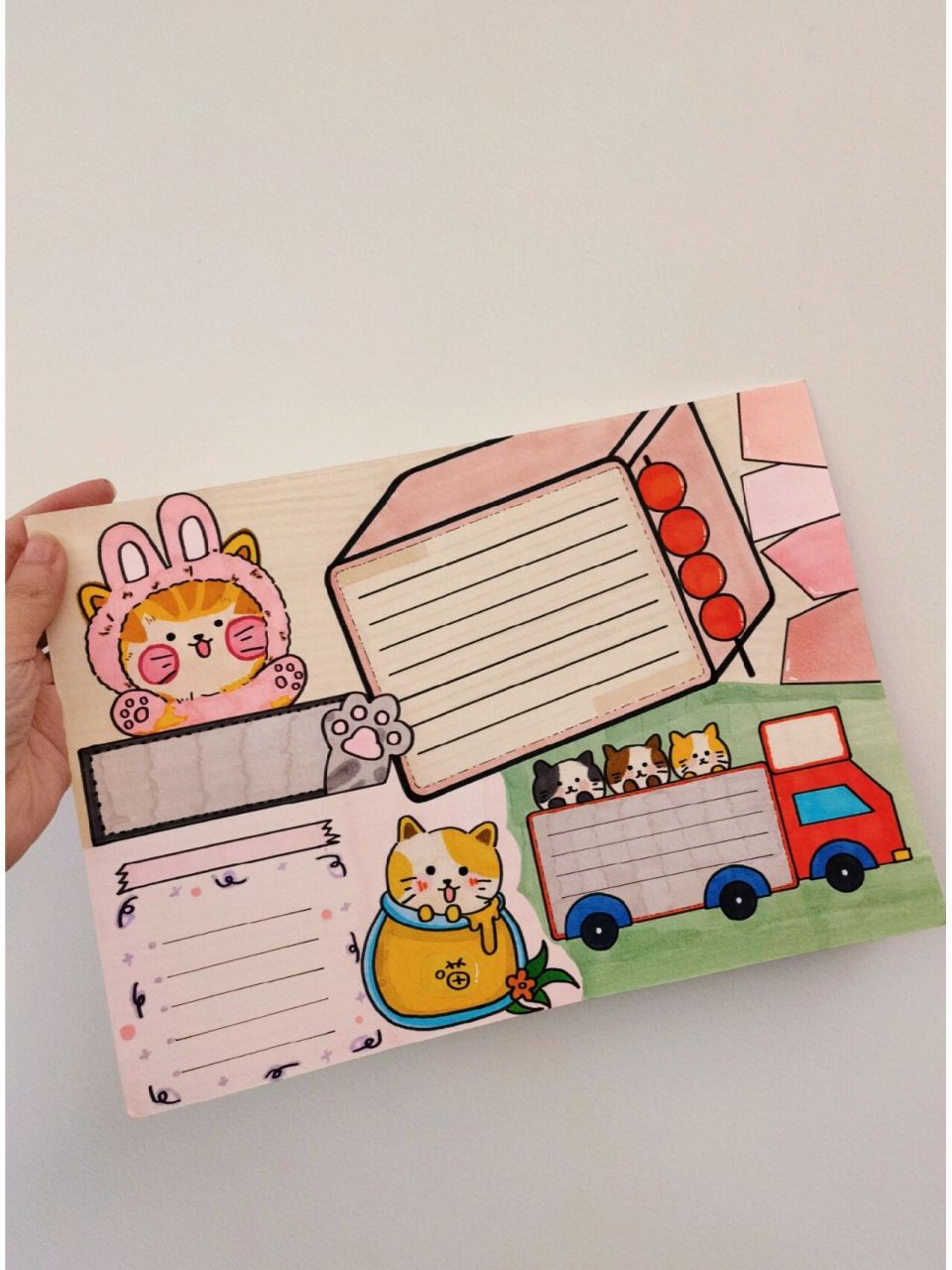 手绘·a4纸手绘手抄报读书阅读卡模板 封闭期间 在小区里接了一单