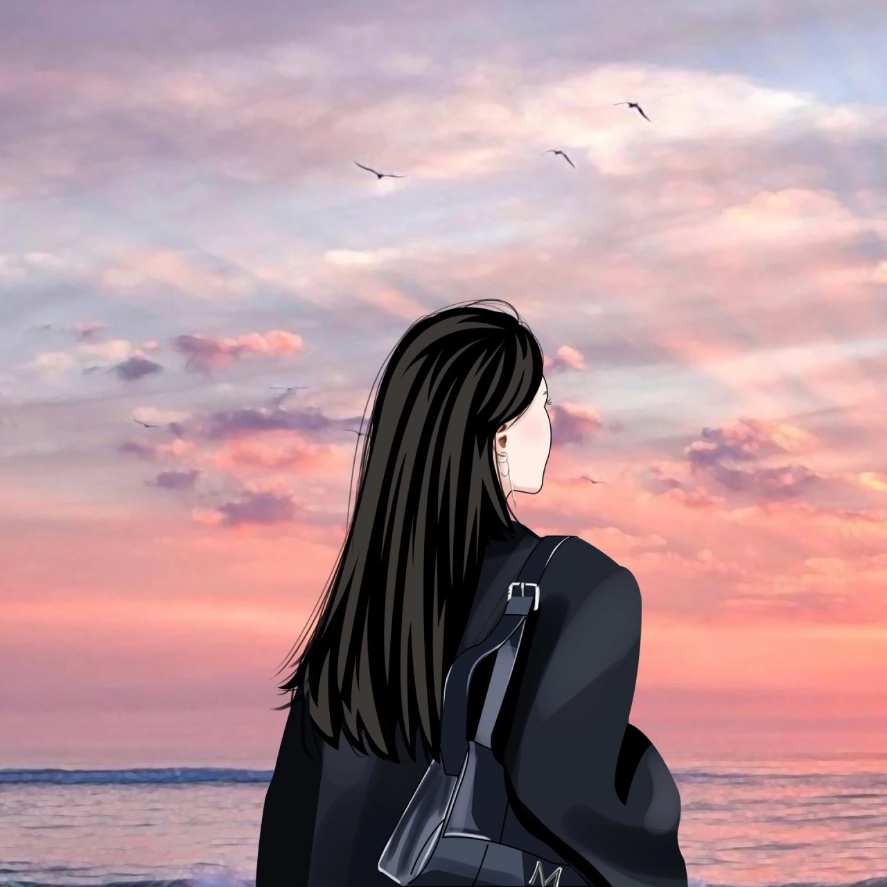 情侣背影看海|氛围感情侣头像 9315做头像,礼貌拿图 0569