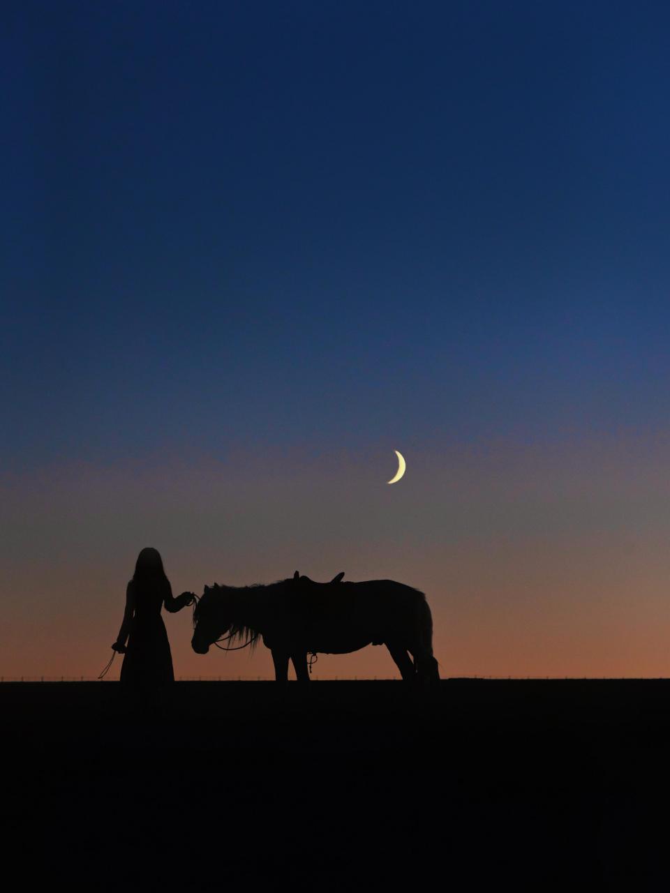 夕阳骑马背影图片大全图片