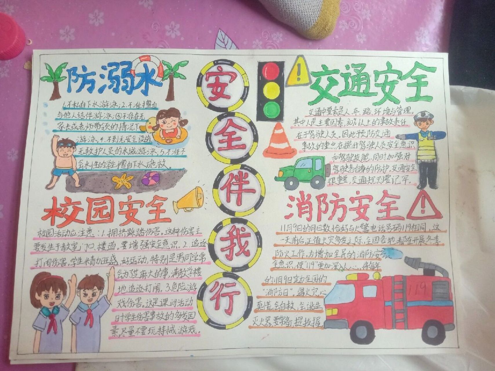 安全伴我行手抄报