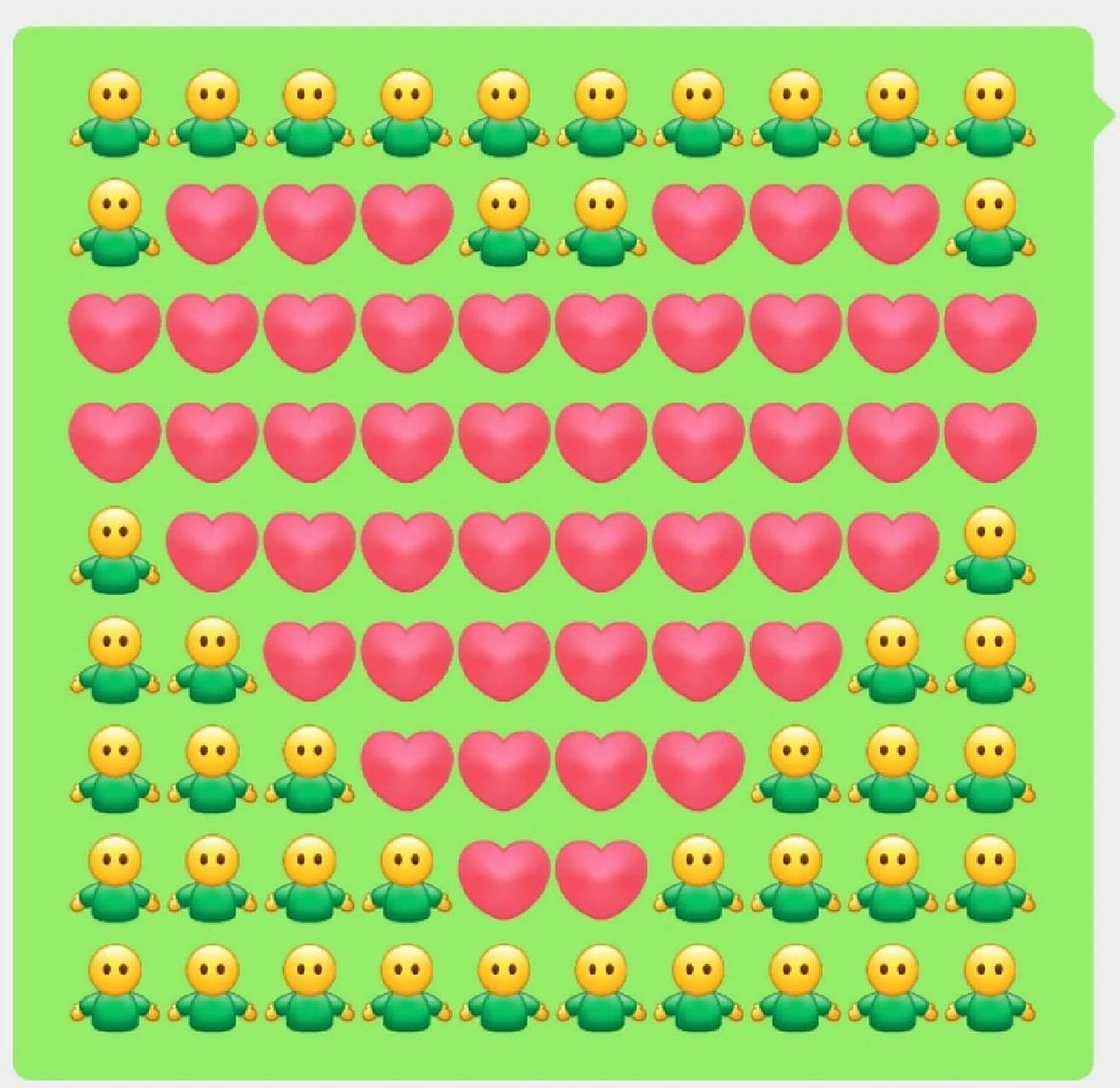 用微信打出爱心教程来啦~ 11个拥抱  3个爱心 2拥抱 3个爱心 1个拥抱