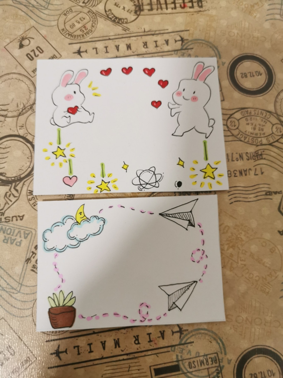 可爱简单小清新手帐边框卡片手绘画 今天的日常打卡,把我的小心心发射