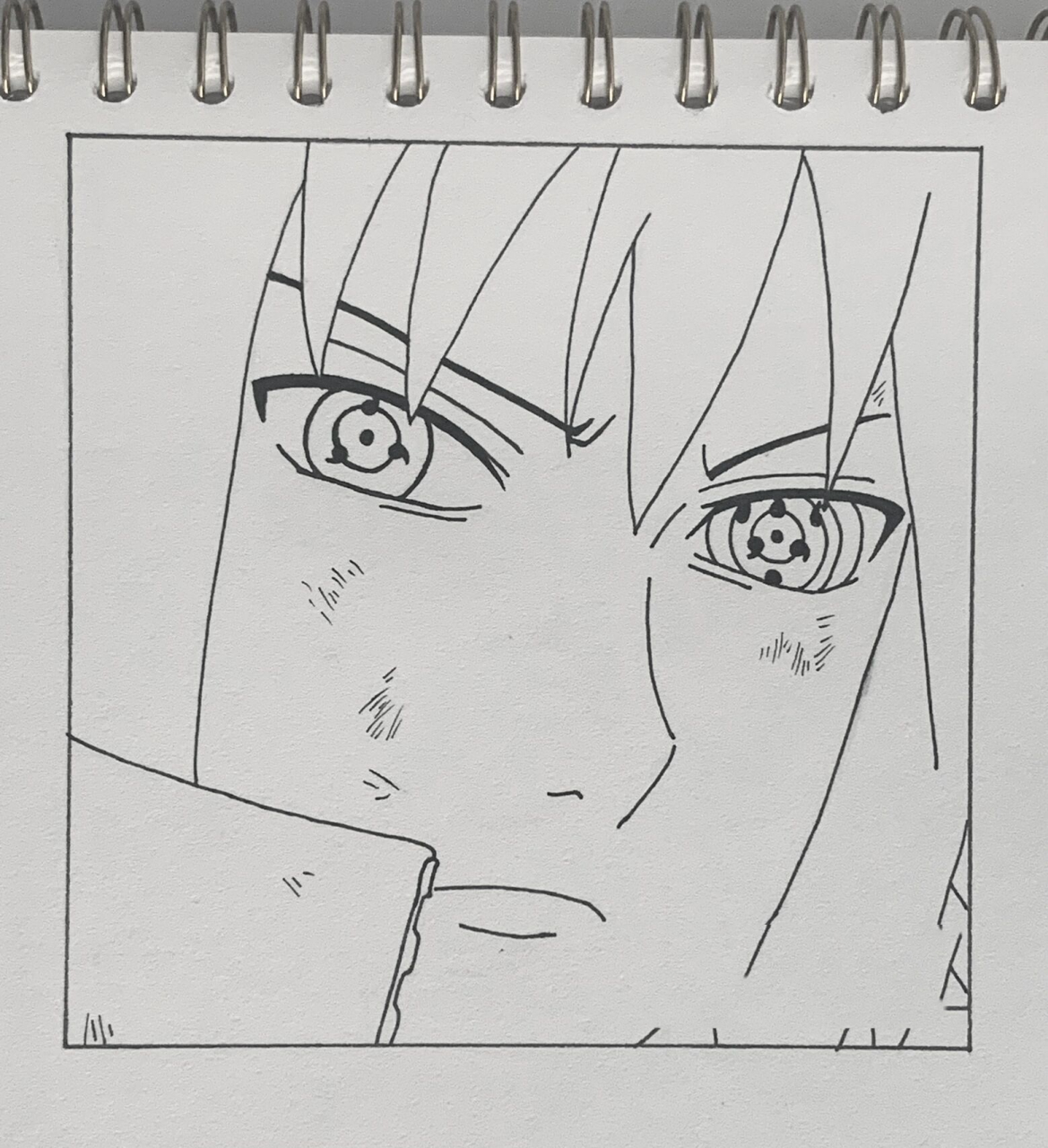 手绘|火影忍者·佐助 附线稿过程      ——— 边框:12701512cm