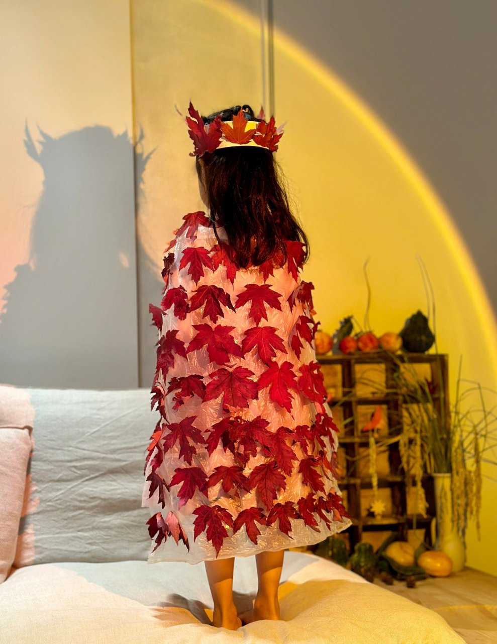 秋天枫叶93披风 感谢的教程95 这个秋天,和孩子一起做个树叶披风