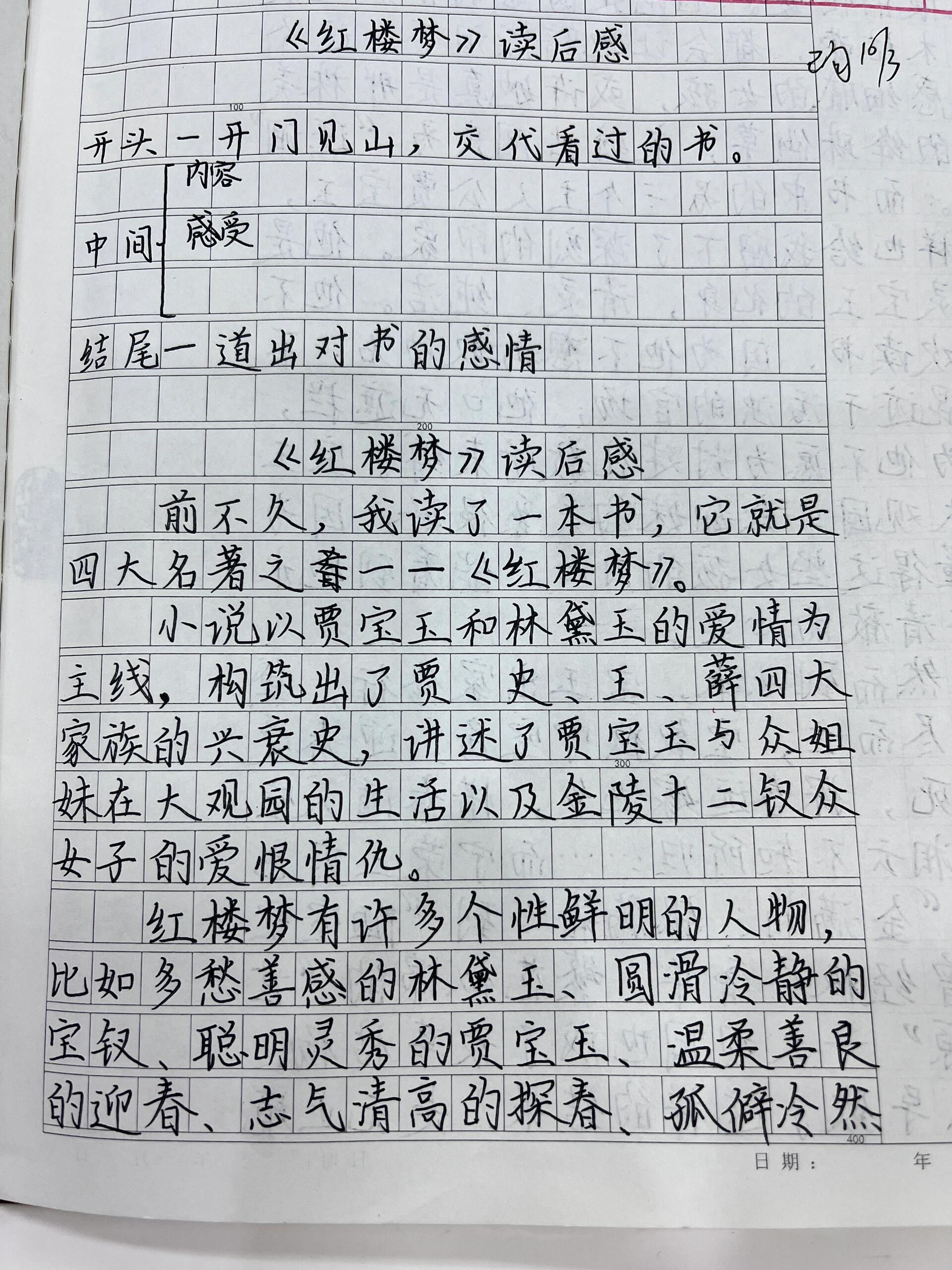 红楼梦读后感30字图片