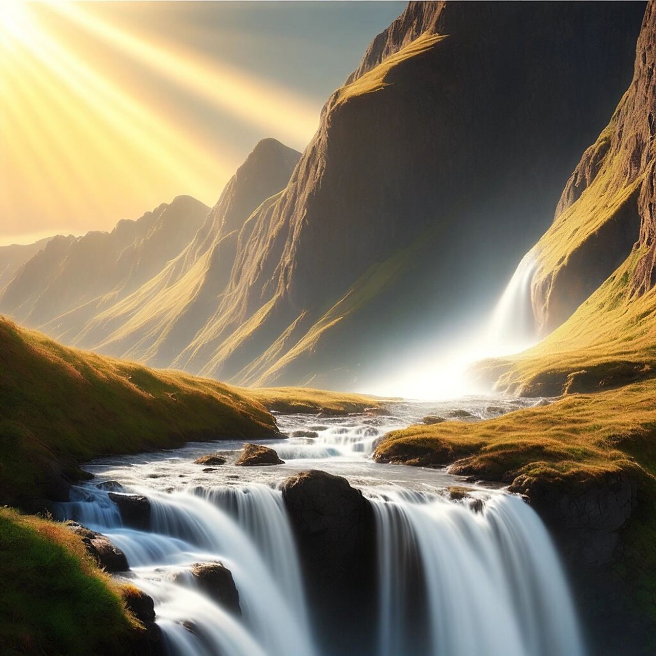 瀑布美景,招财好运