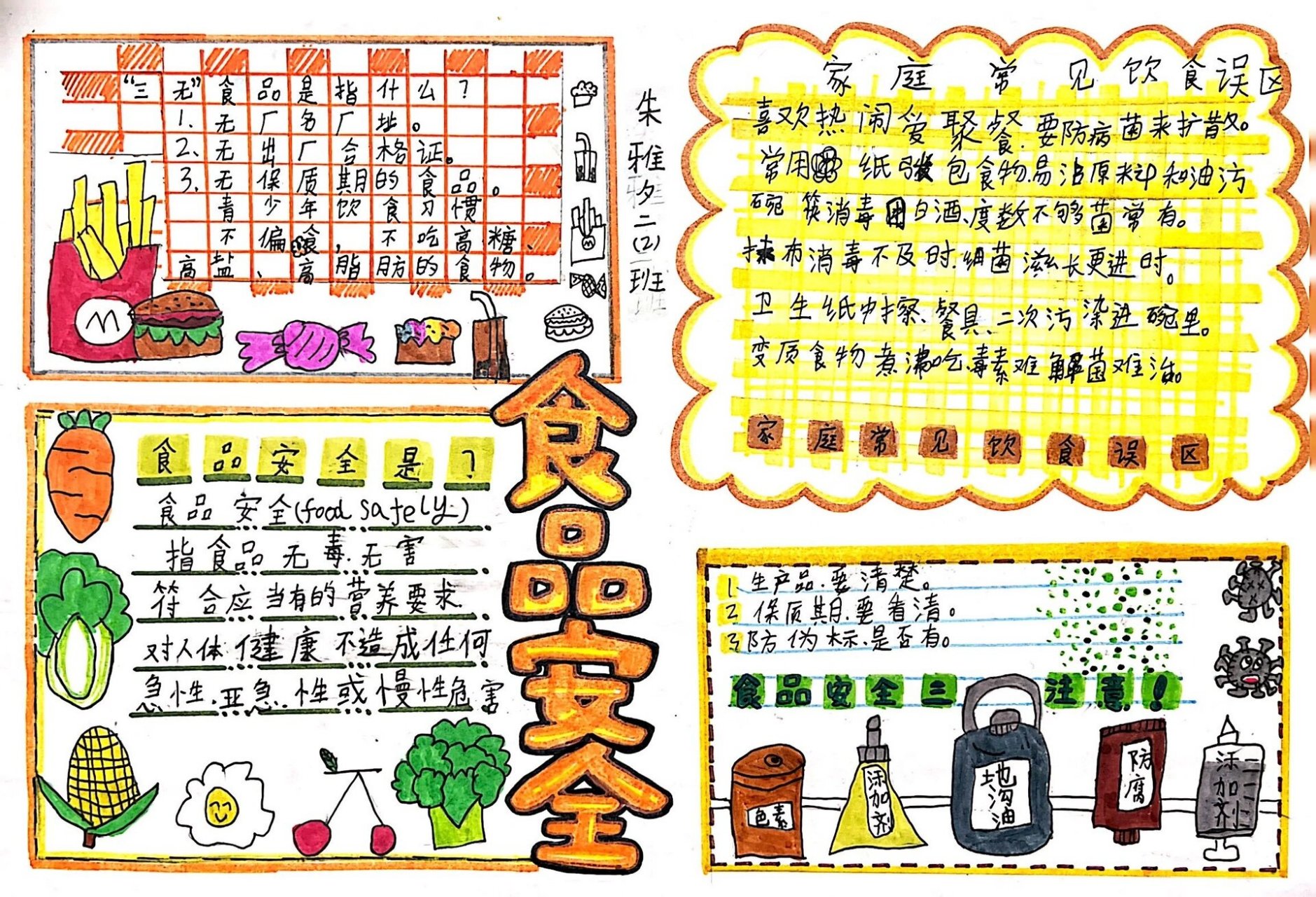 食品安全手抄报 二年级小盆友的作品