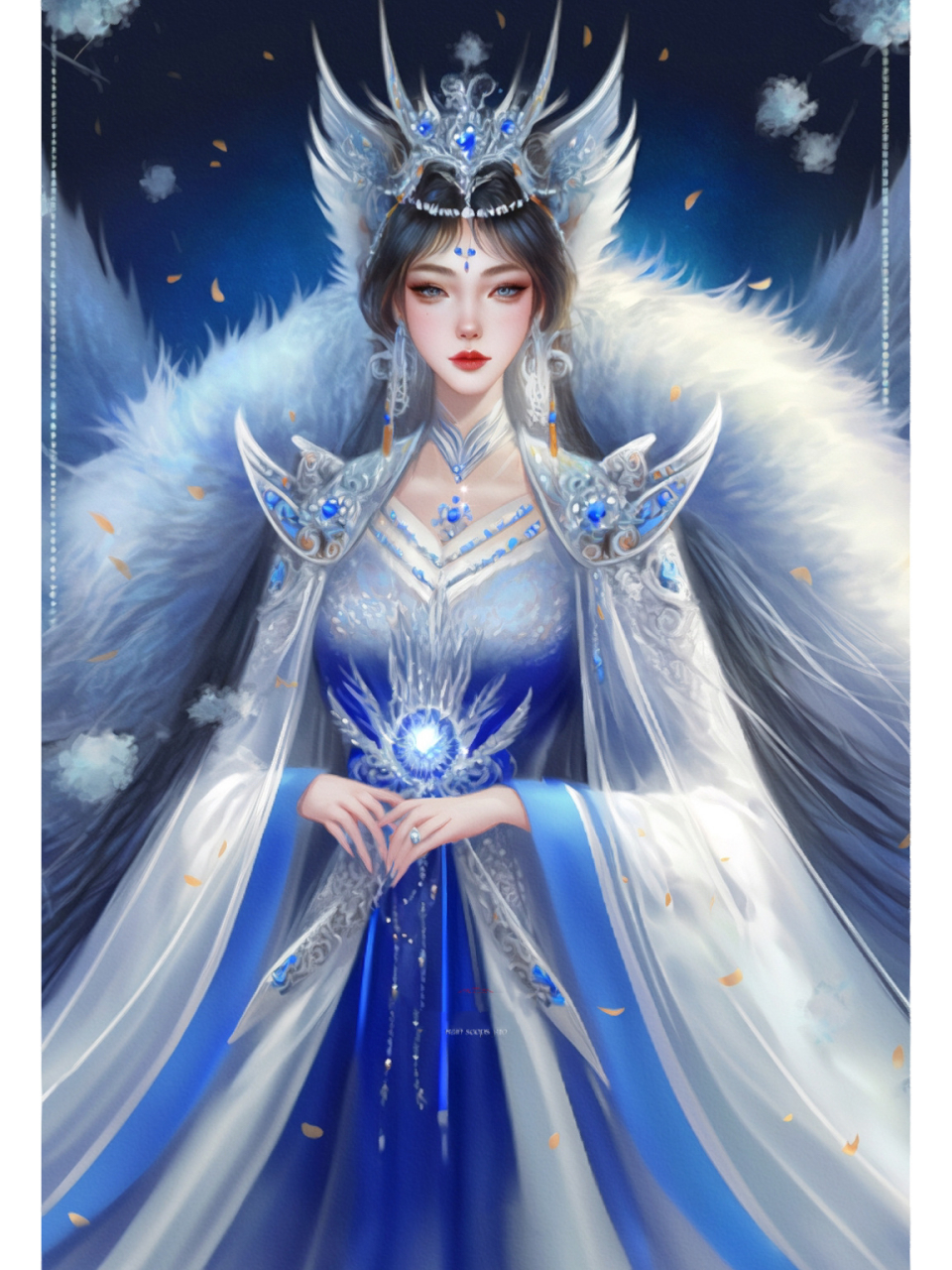 【ai绘画】78狐仙之六尾玄狐 蓝色的九尾狐,亦称六尾玄狐,狐仙级别