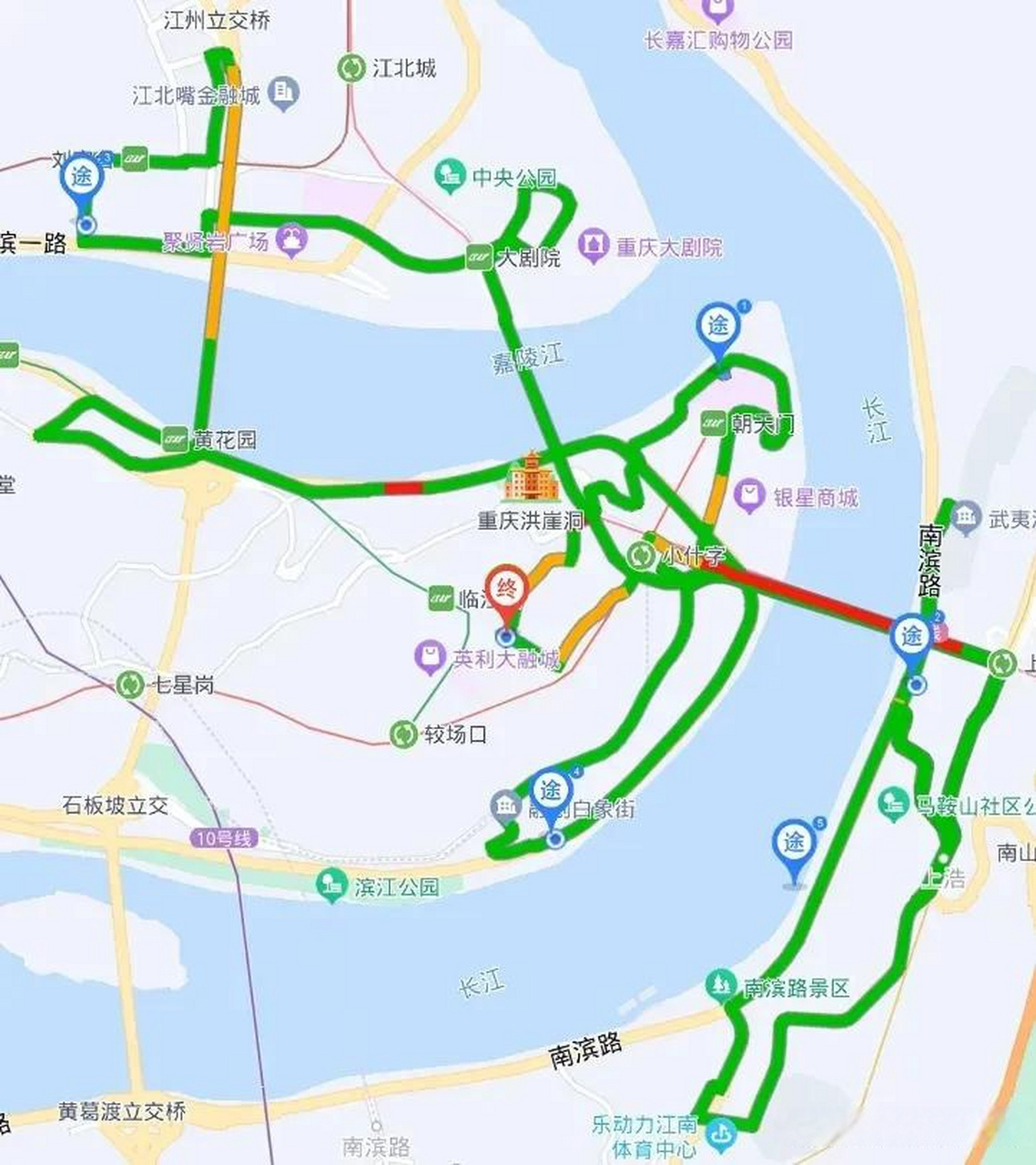 两江四湖路线图图片