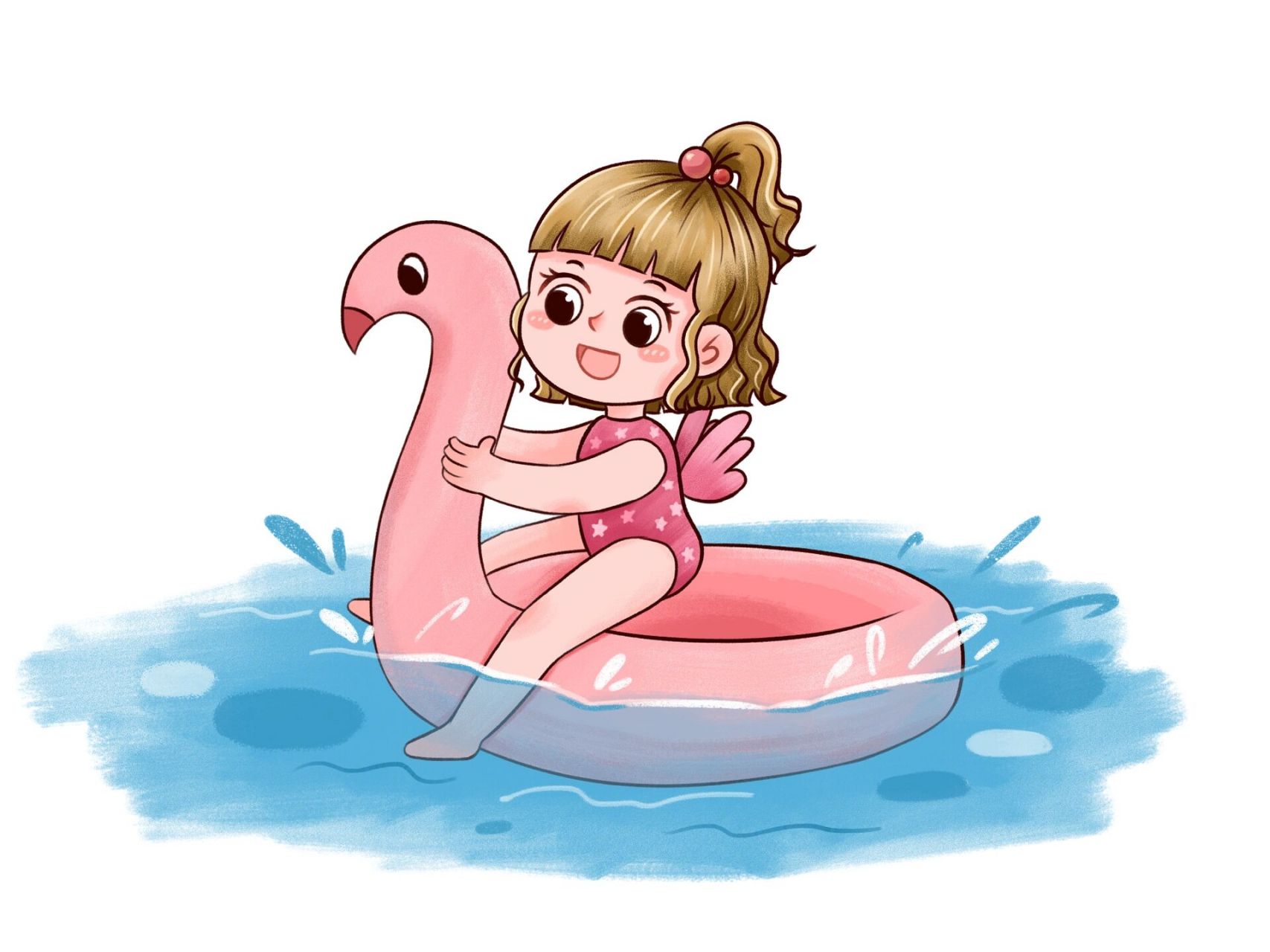 卡通99手绘游泳玩水人物97免抠素材 99今日素材  90手绘卡通