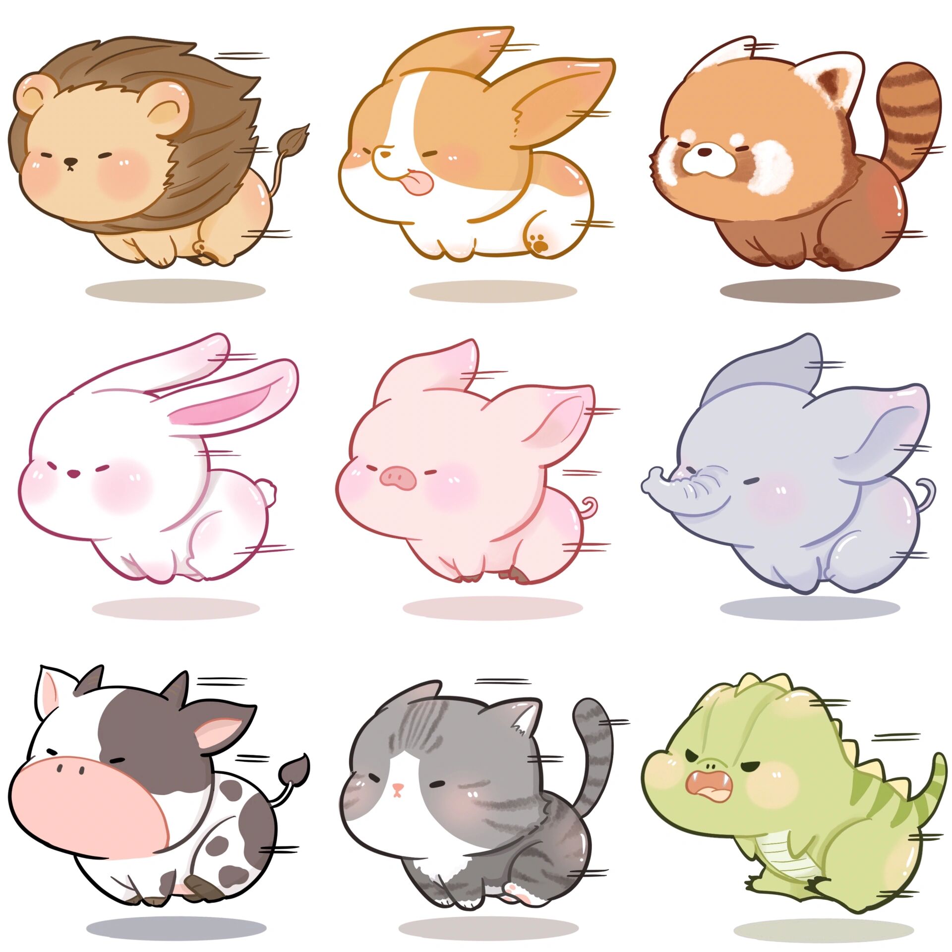 画一些奔跑的小胖子 画小动物好快乐