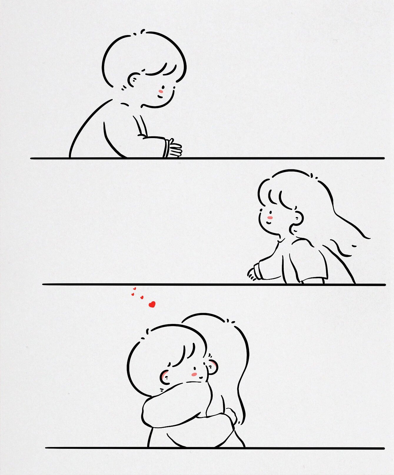 情侣简笔画:去见你的路上 我都是用跑的❤️