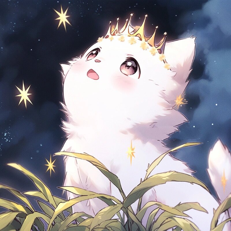 申请成为你的猫猫头像|仰望星空可爱小白猫