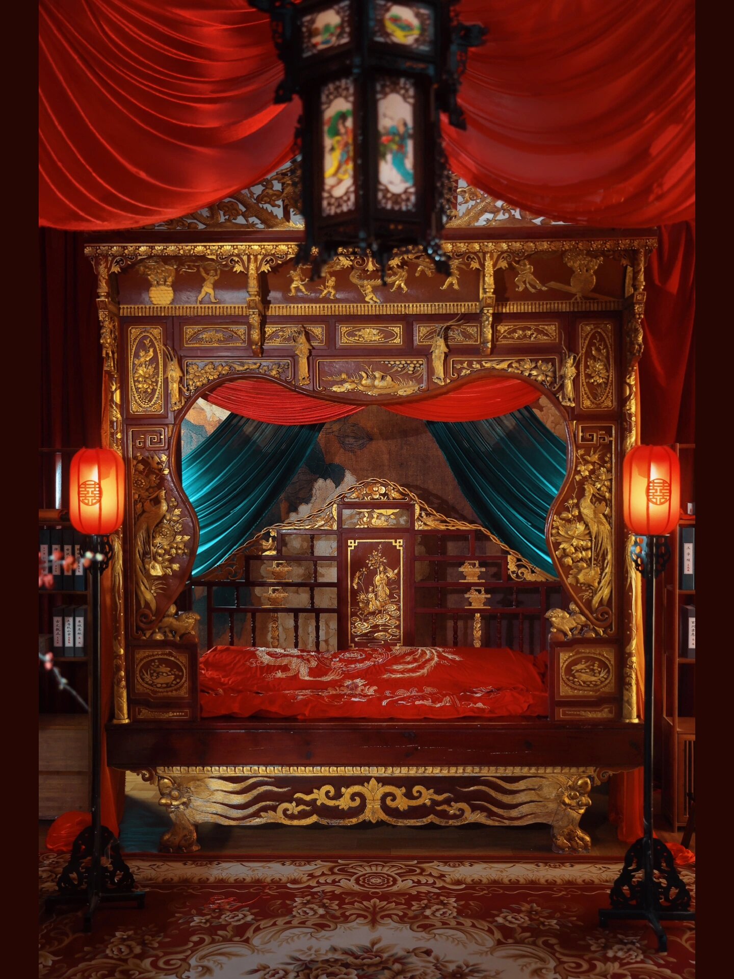 还原古代大婚房景布置(内含千工拔步床) #杭州汉服婚礼# #汉婚跟妆