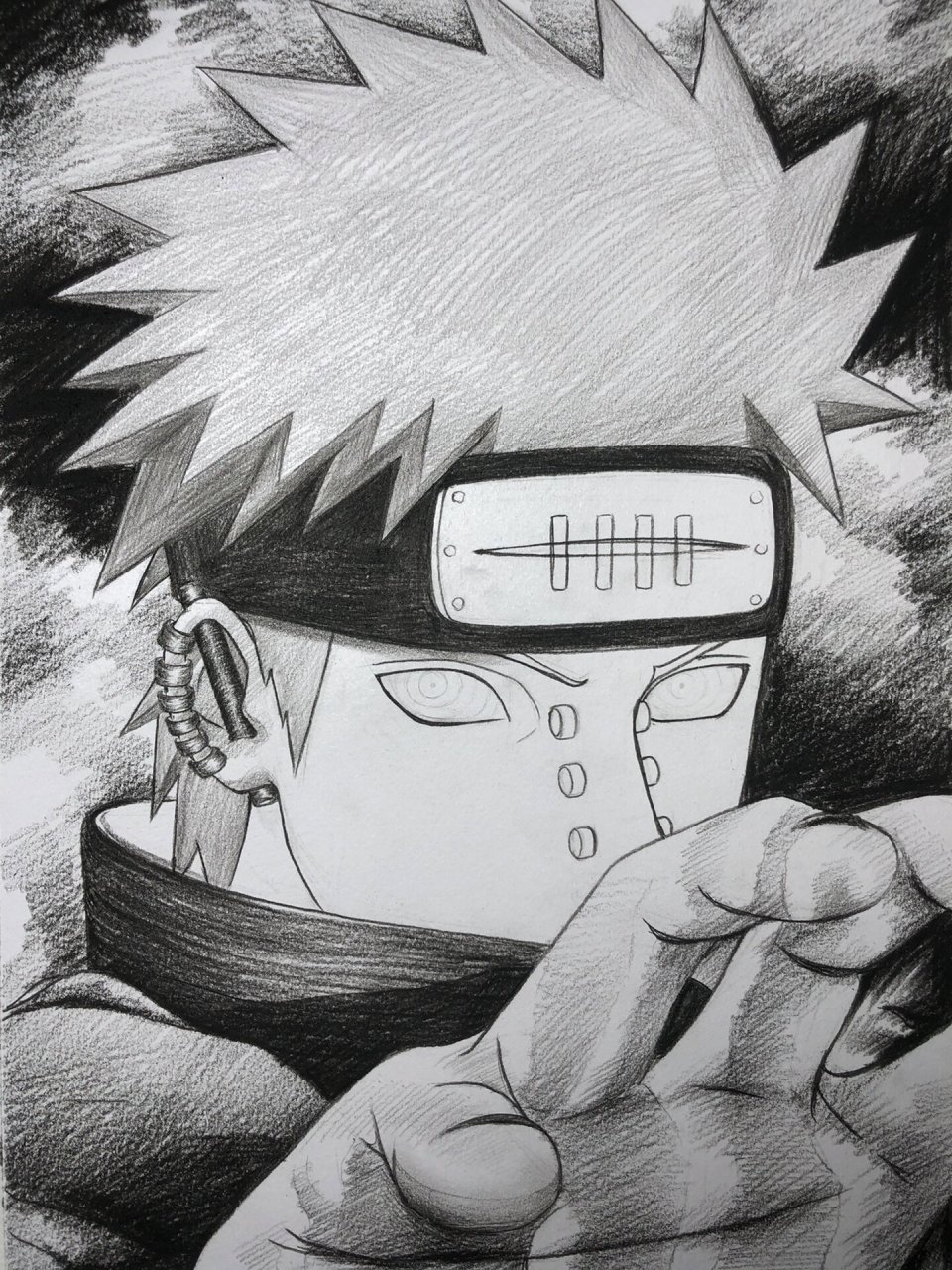 火影忍者动漫人物佩恩绘画过程图